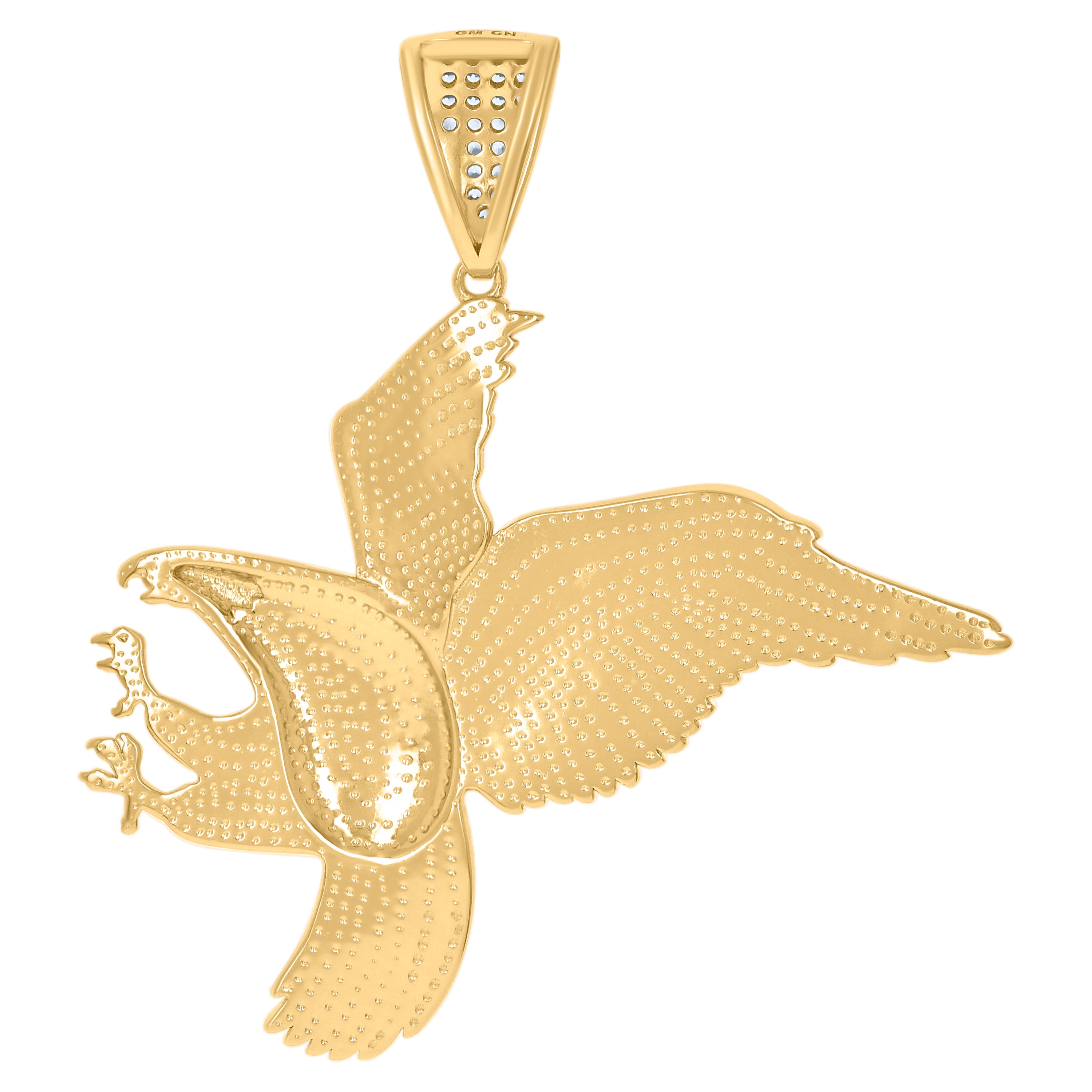 925 Sterling Silver Yellow-tone Men Cubic-Zirconia Eagle Bird Patriotic Charm Pendant