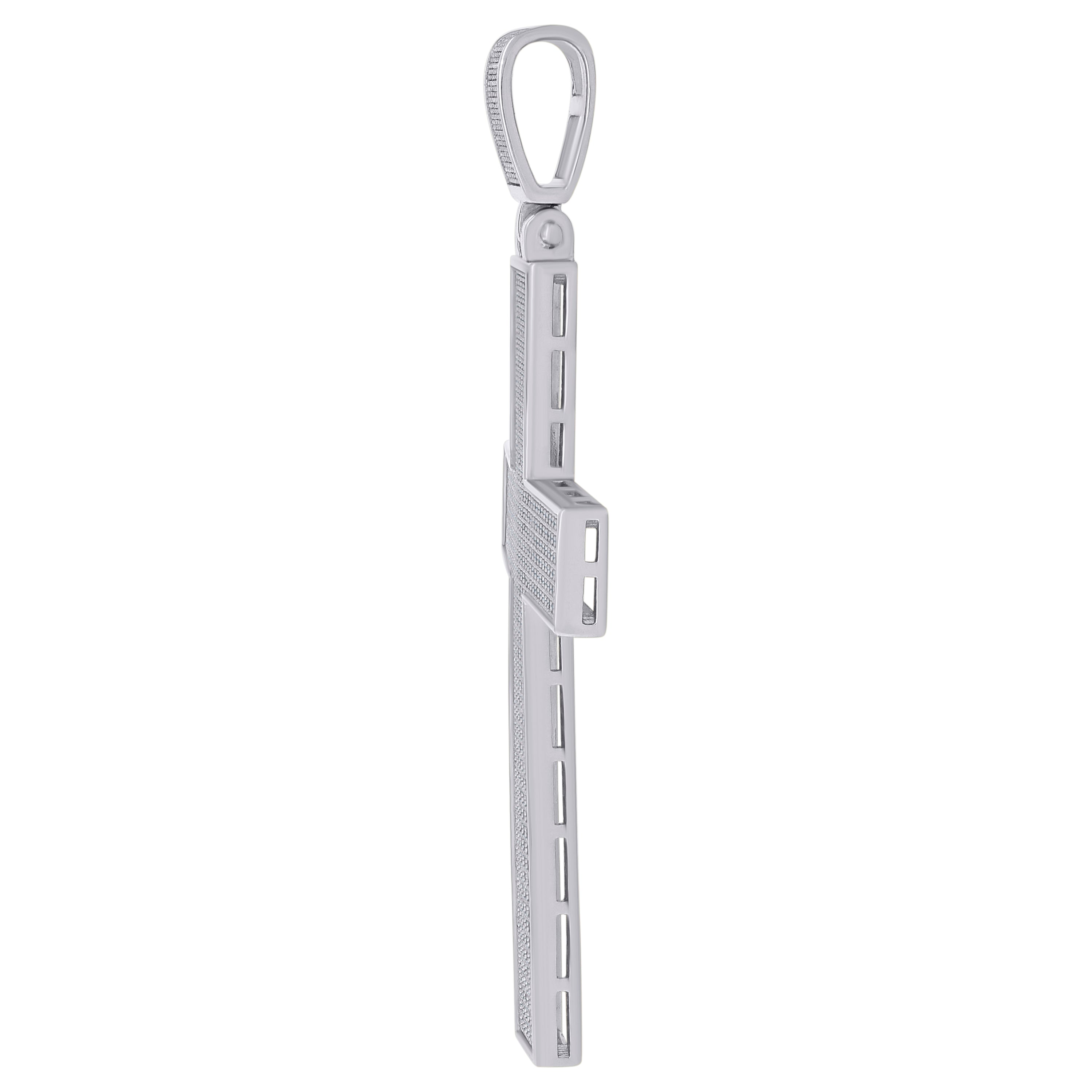 925 Sterling Silver Mens Cubic Zirconia Cross Religious Charm Pendant