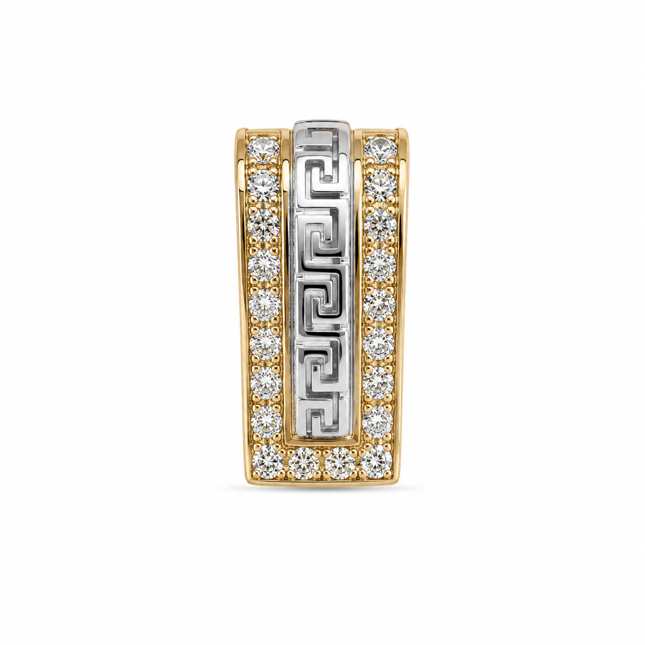 14KT Two-Tone Gold Rectangle Designer Pendant [A4B1]
