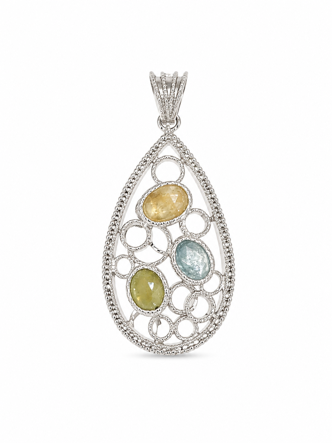 14KT White Gold Tear Drop Pendant [A5B5]