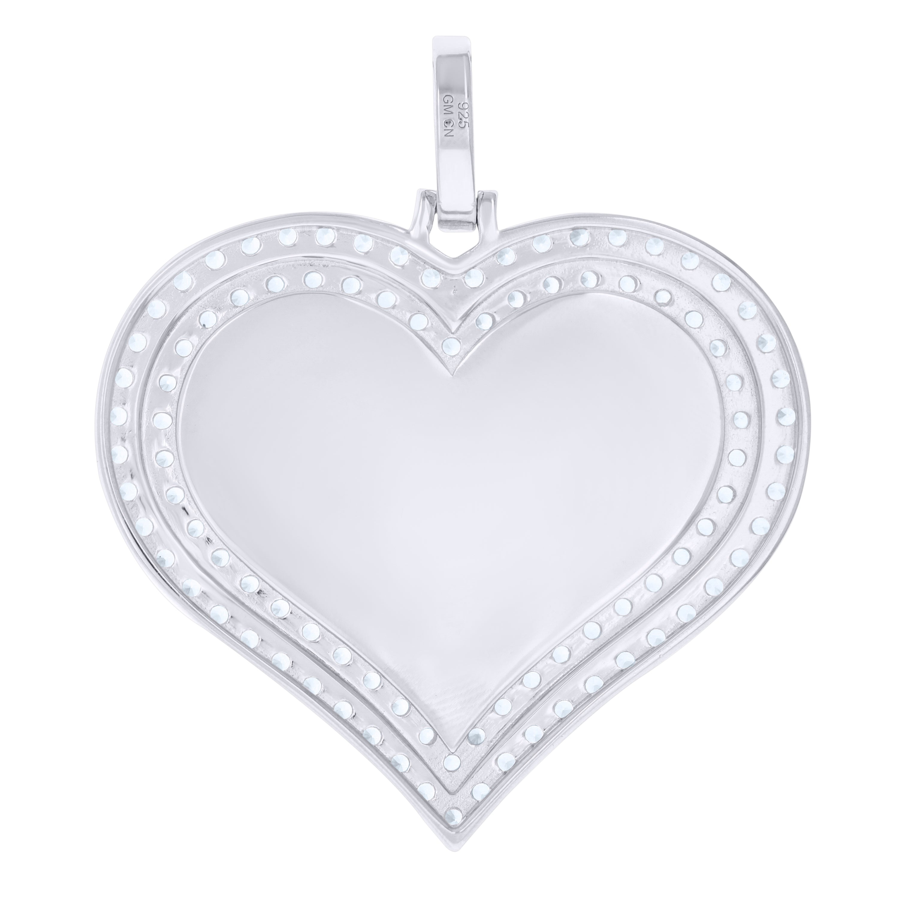 925 Sterling Silver Unisex Cubic-Zirconia Heart Charm Pendant