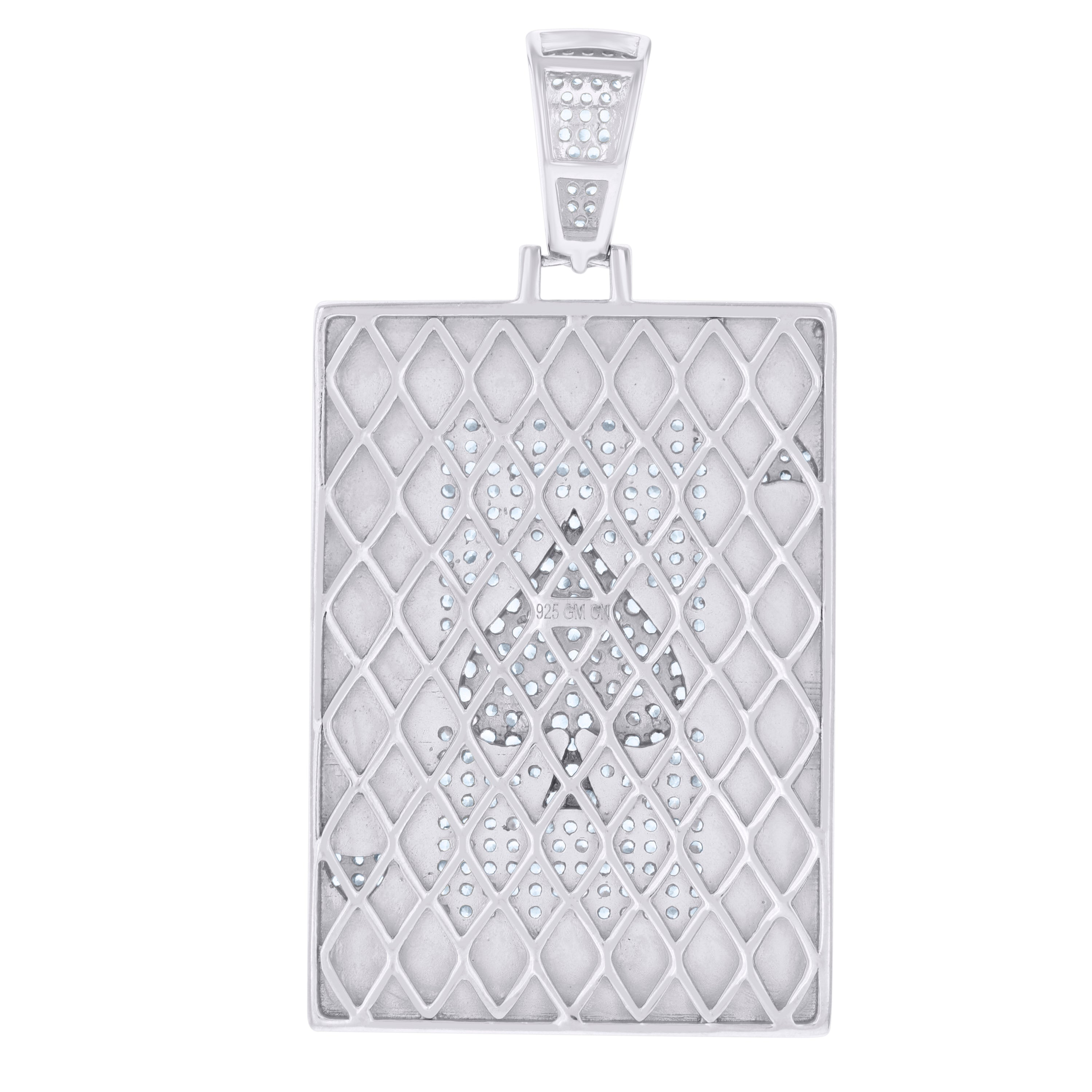 925 Sterling Silver Men Cubic-Zirconia Ace Of Spade Playing Cards Gambling Charm Pendant