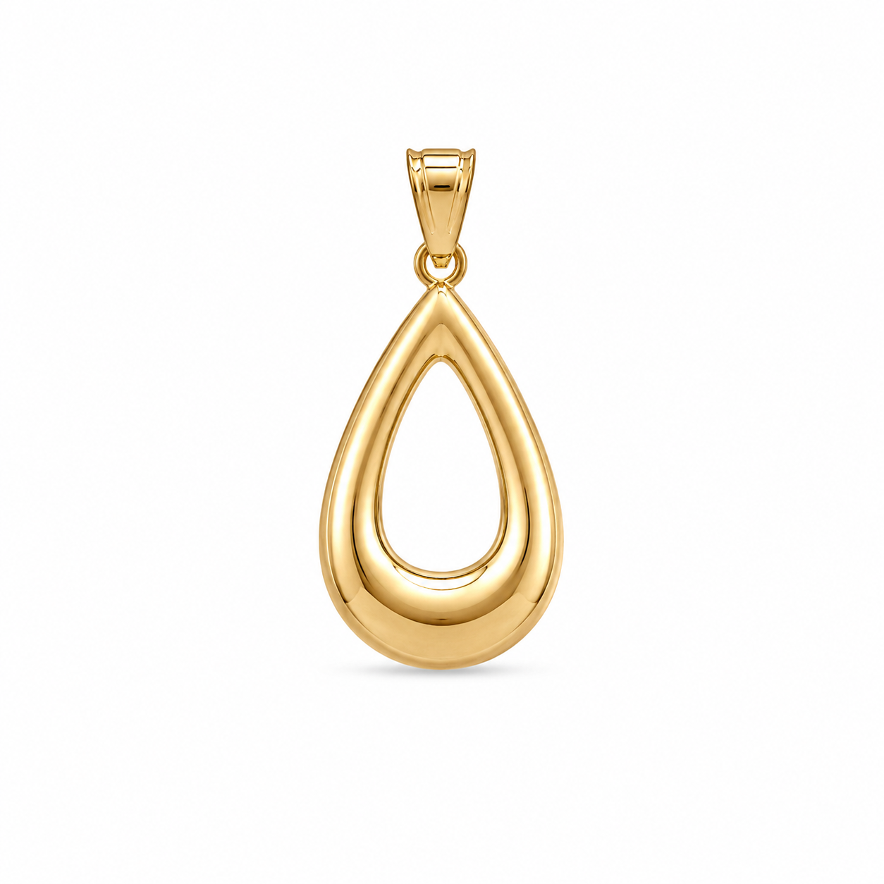 14KT Yellow Gold Tear Drop Hallow Pendant [A1B5]