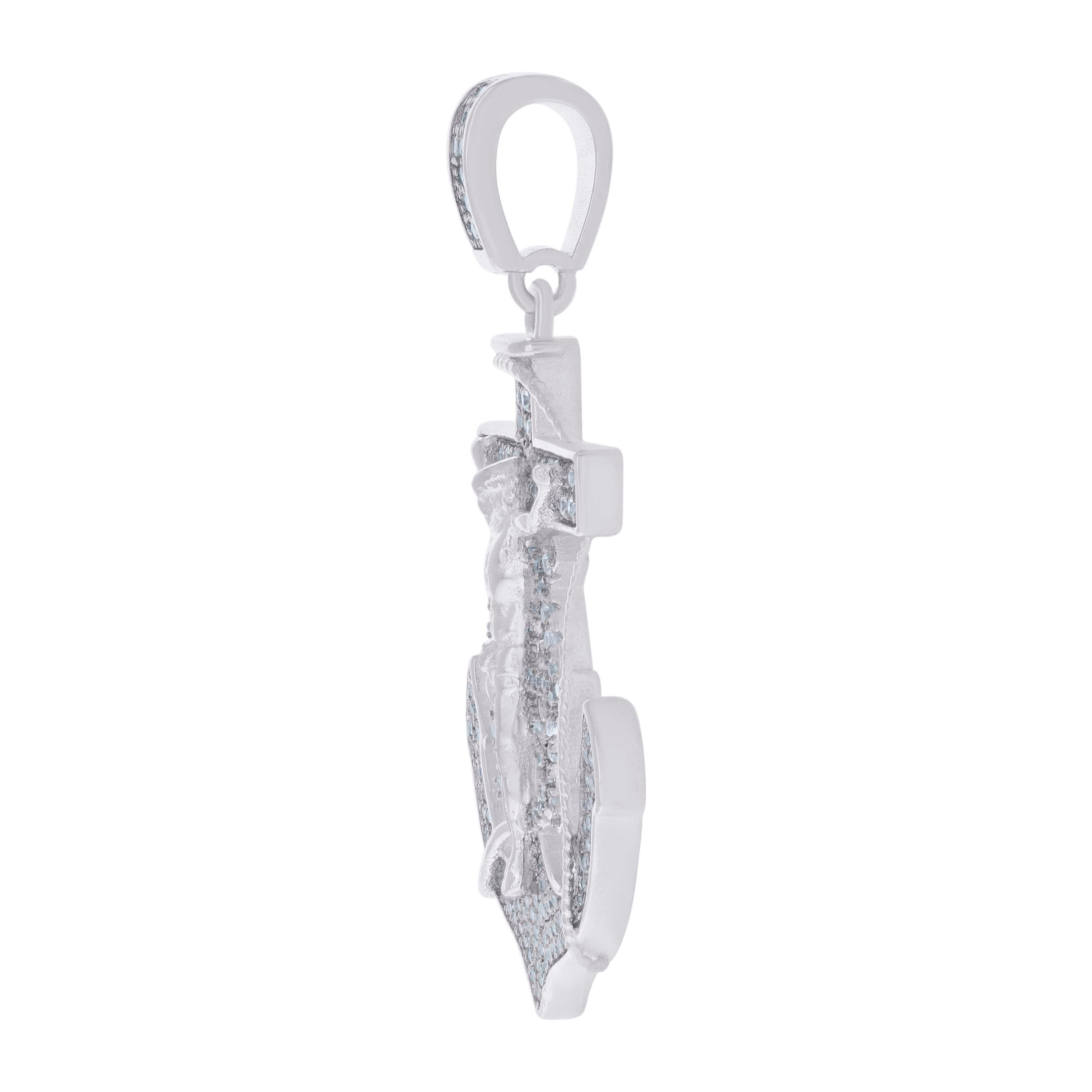 925 Sterling Silver Mens Cubic-Zirconia Anchor Crucifix Religious Charm Pendant