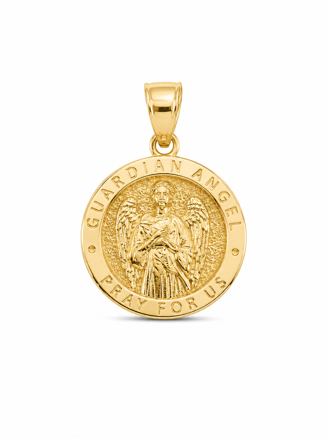 14KT Yellow Gold Guardian Angel Pendant [A1B9]