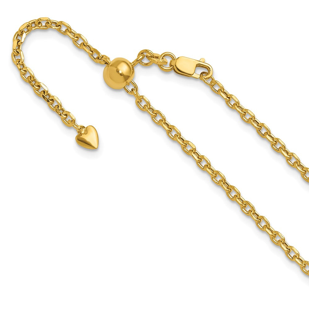 14K Adjustable 2.5Mm Semi-Solid D/C Cable Chain