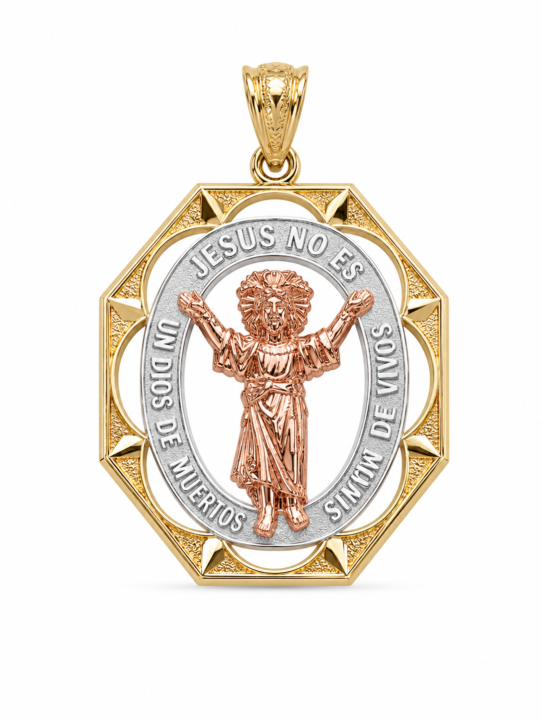 14KT Tri-Color Gold Divino Nino Prayer Pendant [A2B4]