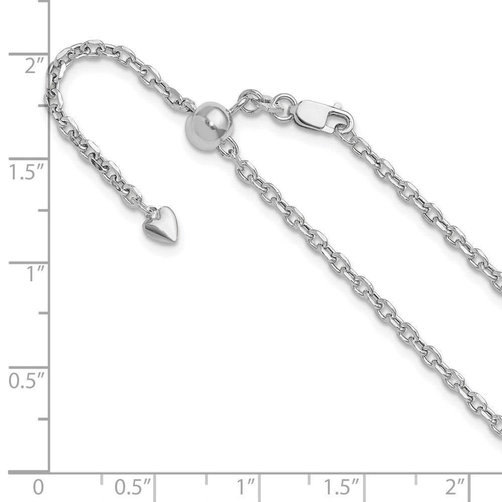 14K White Gold Adjustable 2.5Mm Semi-Solid D/C Cable Chain