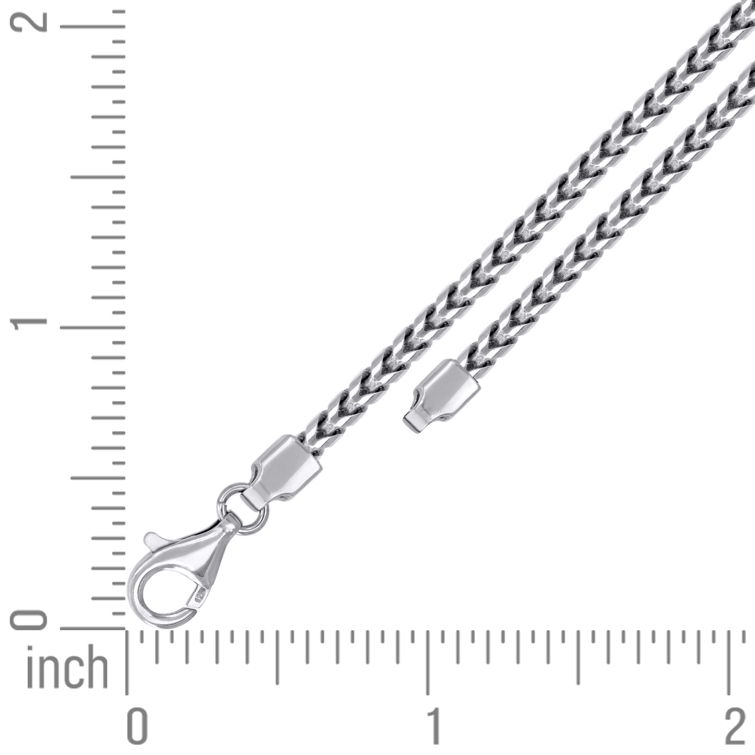 925 Silver Solid Franco Chain Rhodium 030 0.5mm
