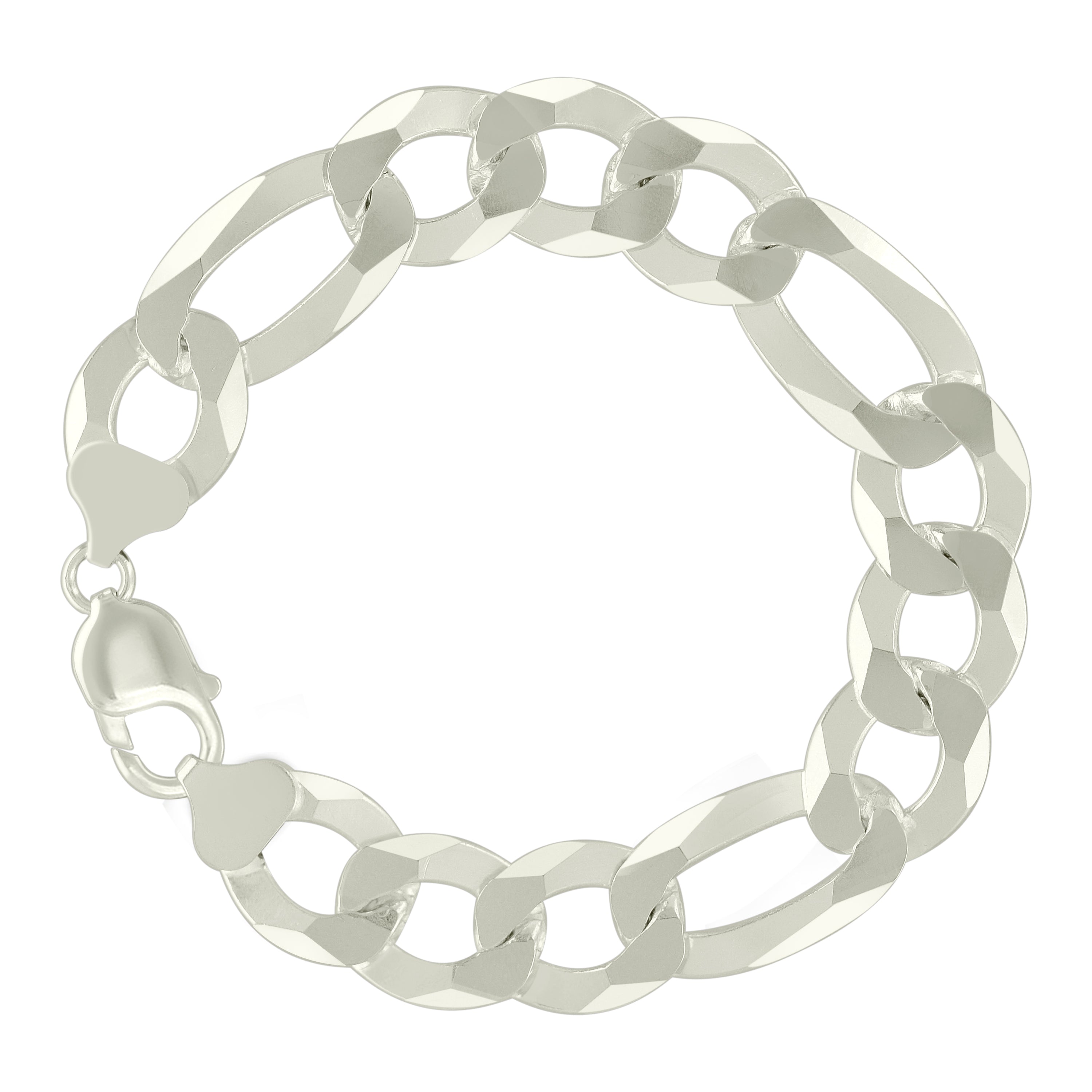 925 Sterling Silver Super Flat Figaro Chain Silver Plated 350 13.5mm