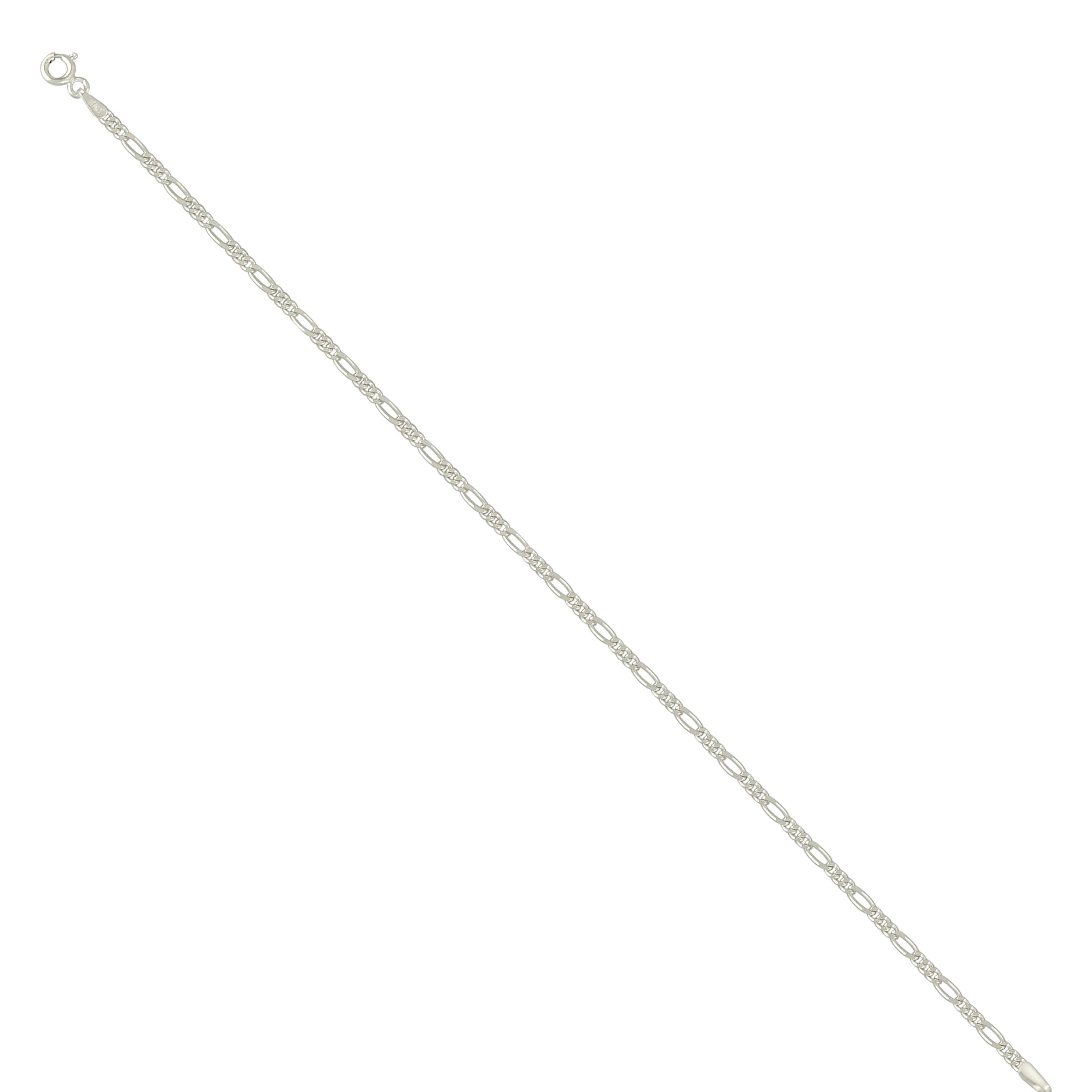 925 Sterling Silver Solid Classic Figaro Silver Plated 060 2.0mm
