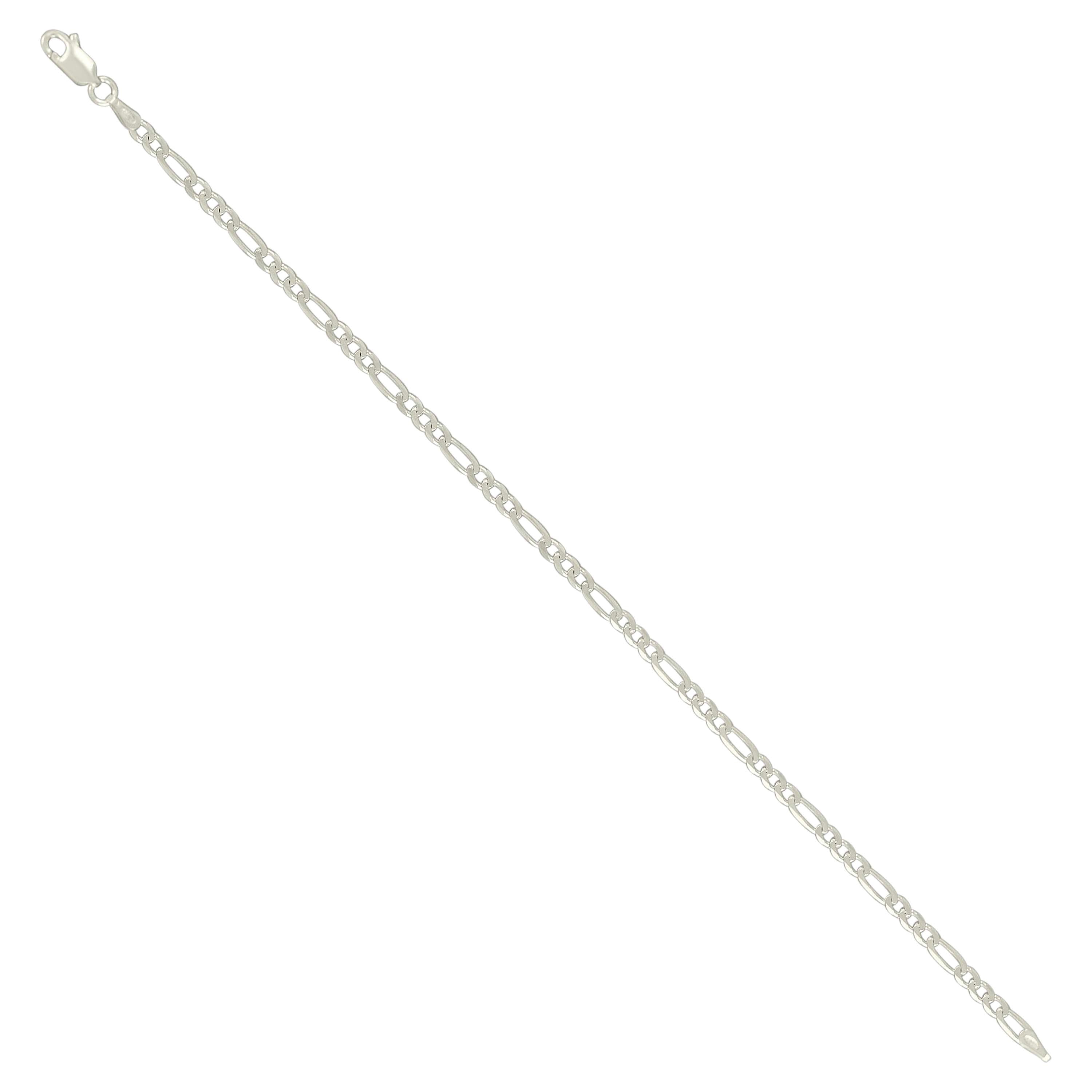 925 Sterling Silver Solid Classic Figaro Silver Plated 060 2.0mm
