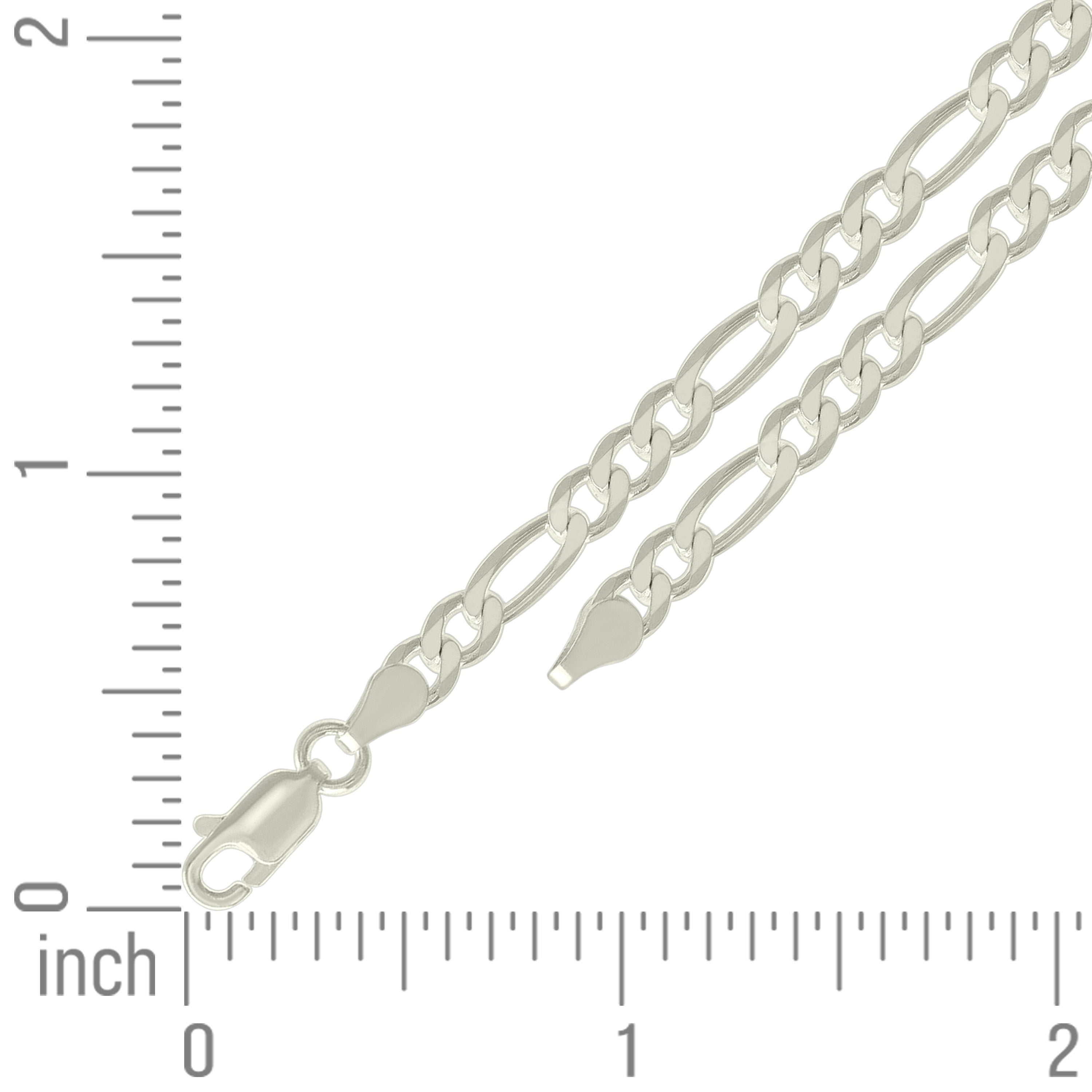 925 Sterling Silver Solid Classic Figaro Silver Plated 060 2.0mm
