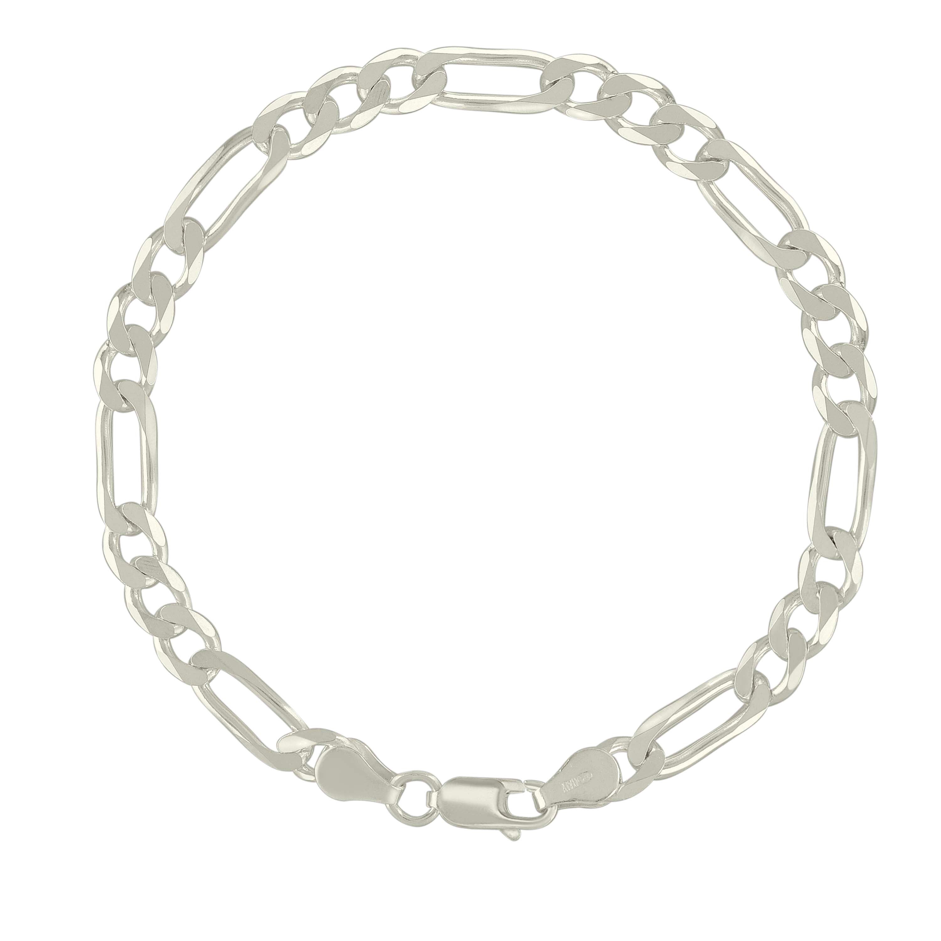 925 Sterling Silver Solid Classic Figaro Silver Plated 060 2.0mm