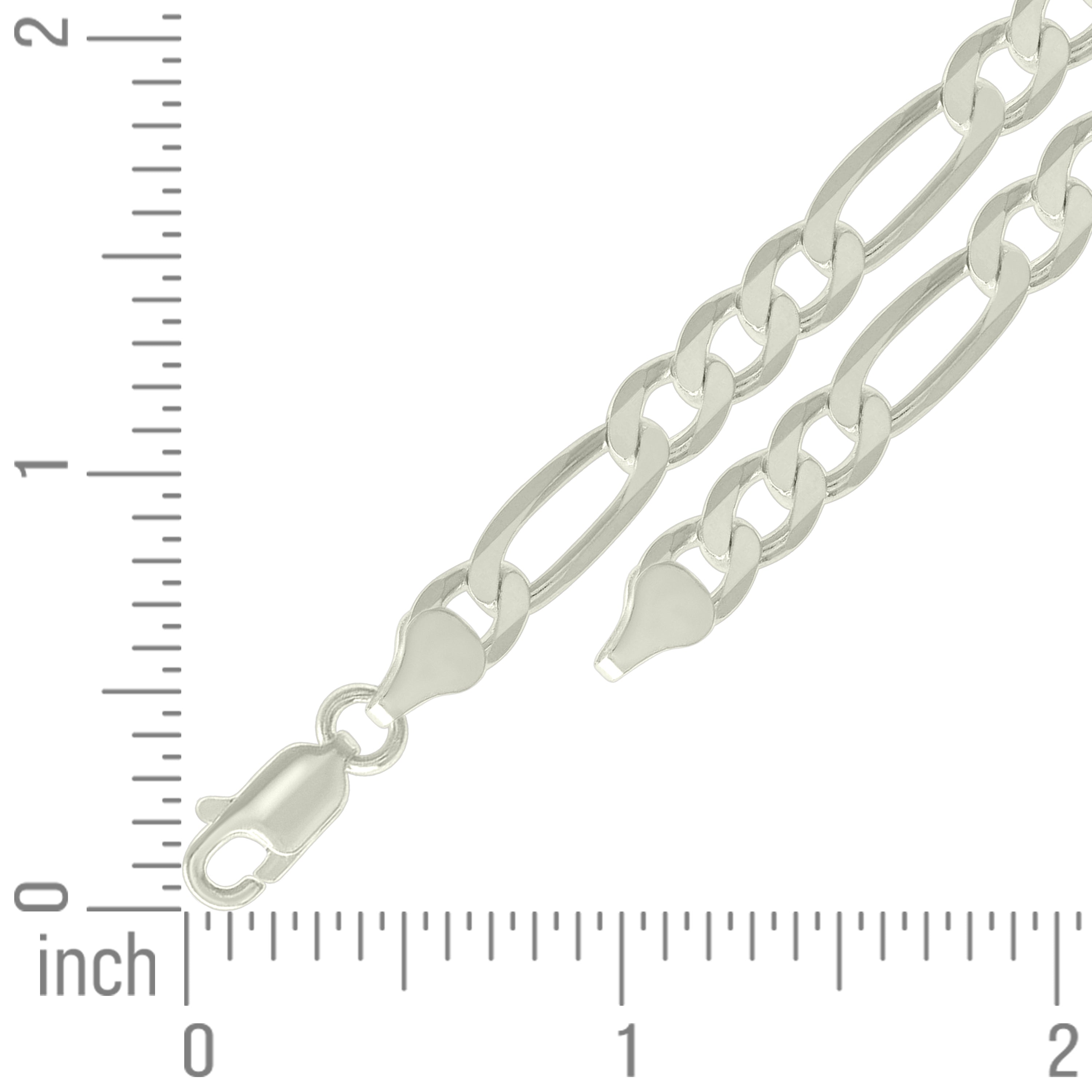 925 Sterling Silver Solid Classic Figaro Silver Plated 060 2.0mm