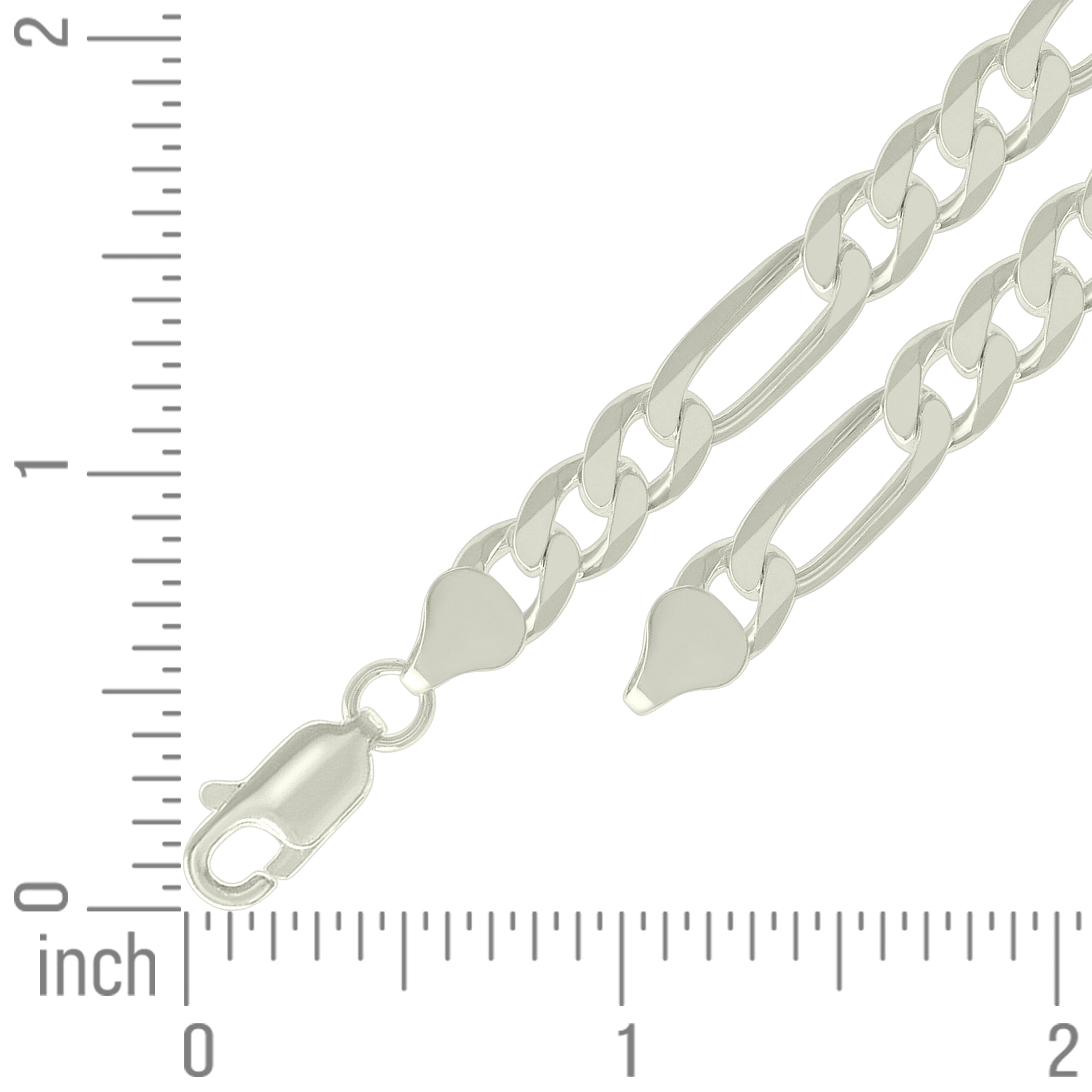 925 Sterling Silver Solid Classic Figaro Silver Plated 060 2.0mm