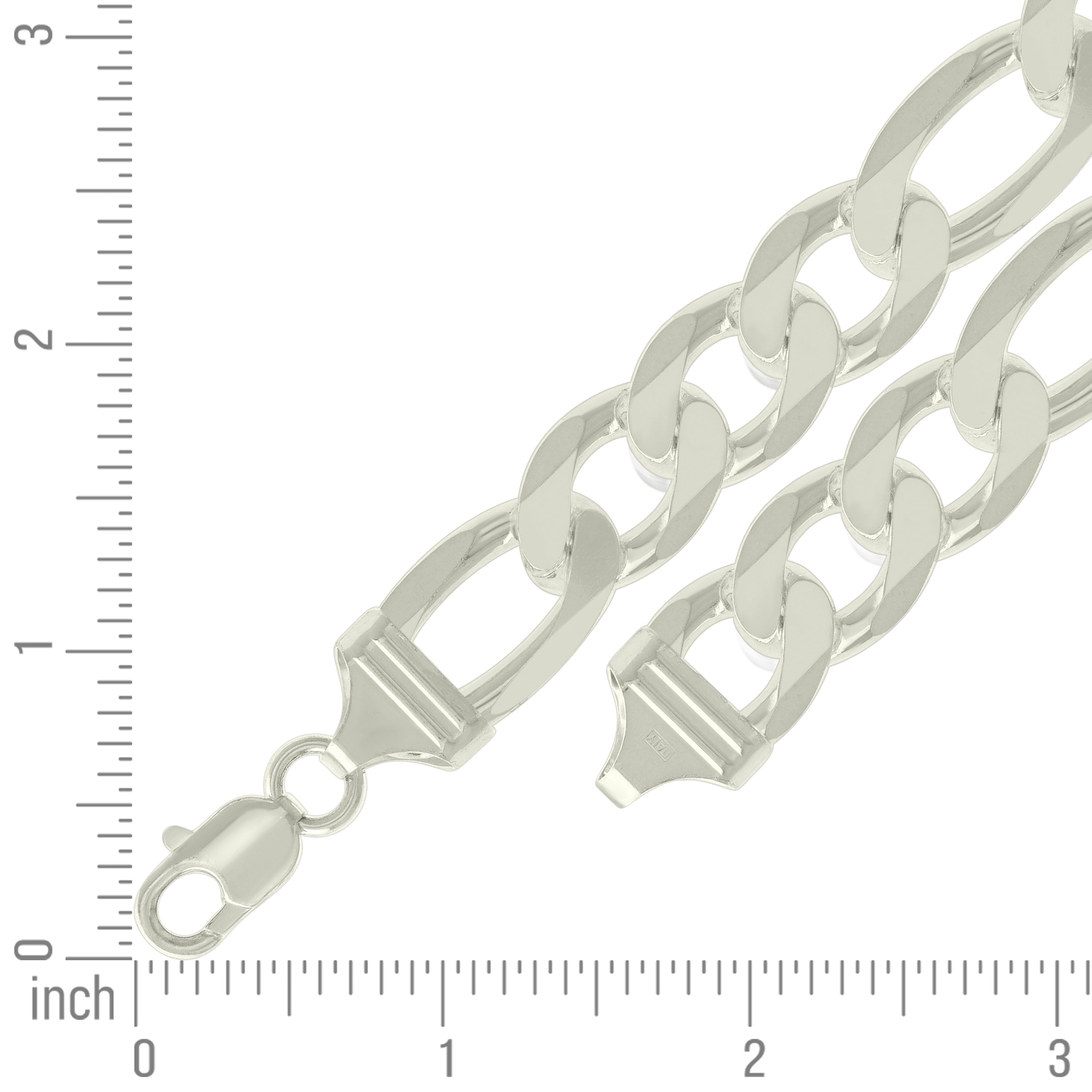 925 Sterling Silver Solid Classic Figaro Silver Plated 060 2.0mm