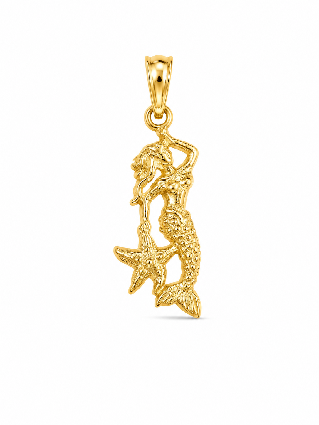10KT Yellow Gold Mermaid Pendant [A1B8]