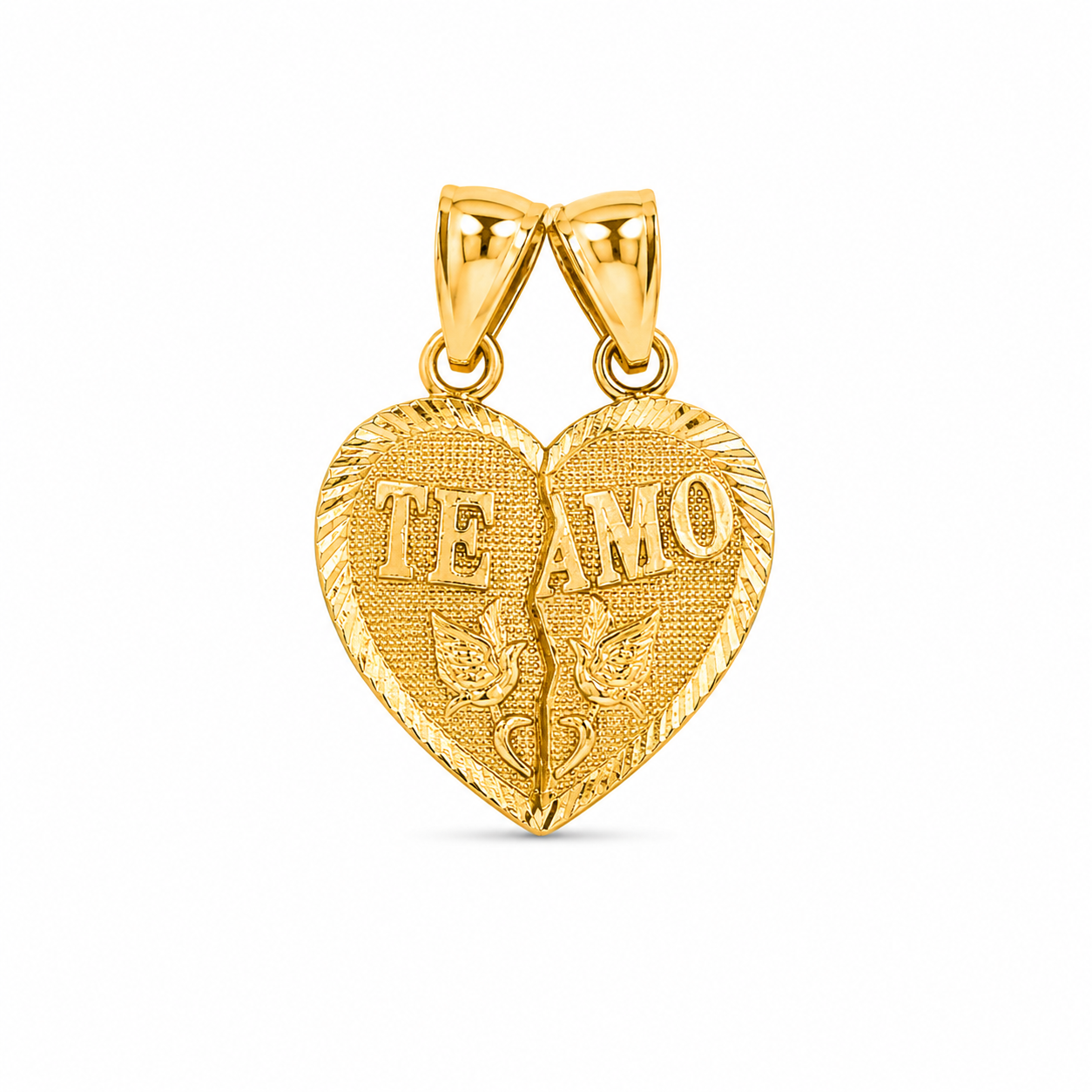 10KT Yellow Gold Te Amo Half Heart Pendant Set [A1B5]