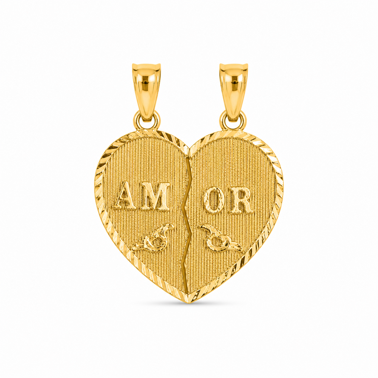 10KT Yellow Gold Amor Heart Pendant Set [A3B6]