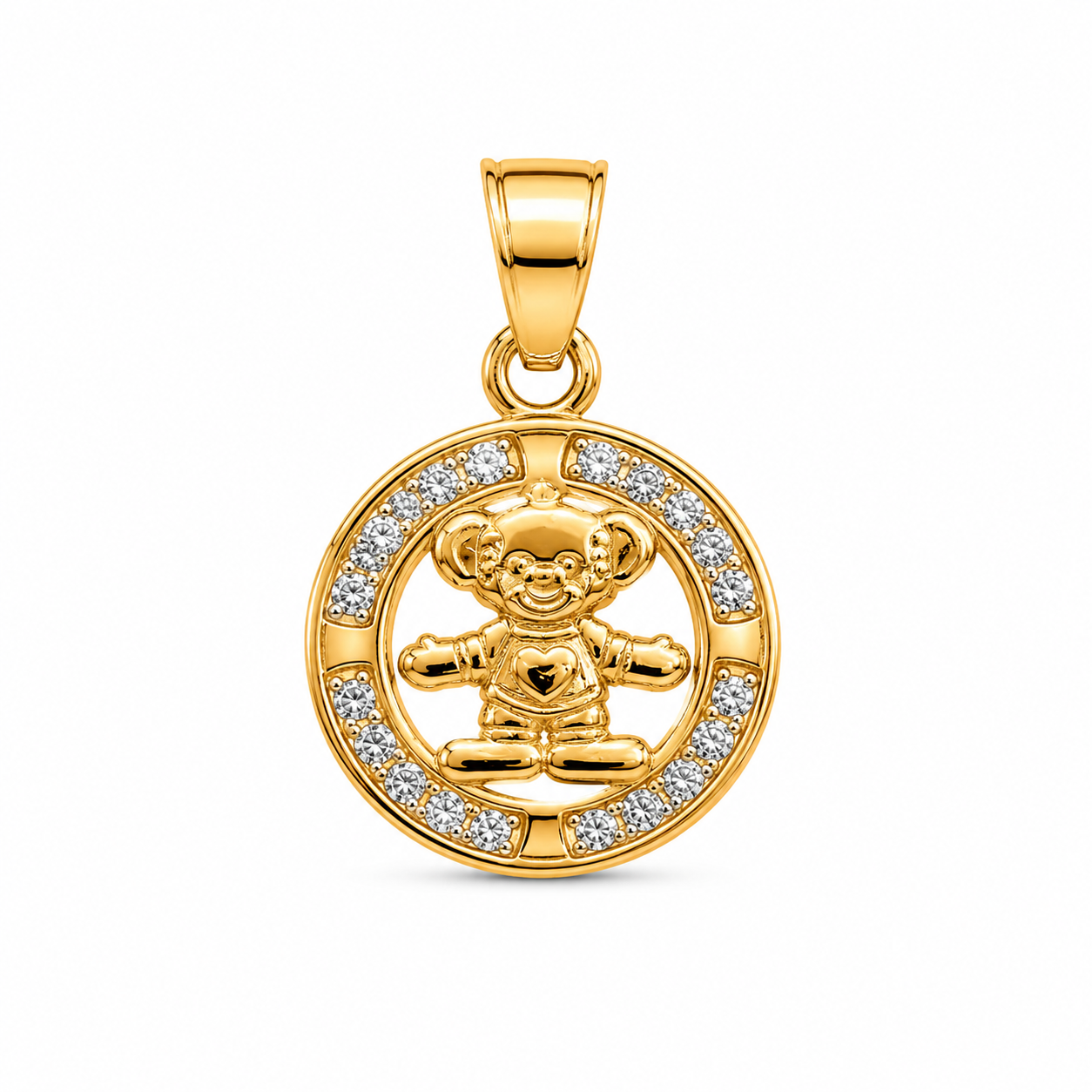 14KT Yellow Gold Girl Round Pendant [A0B6]