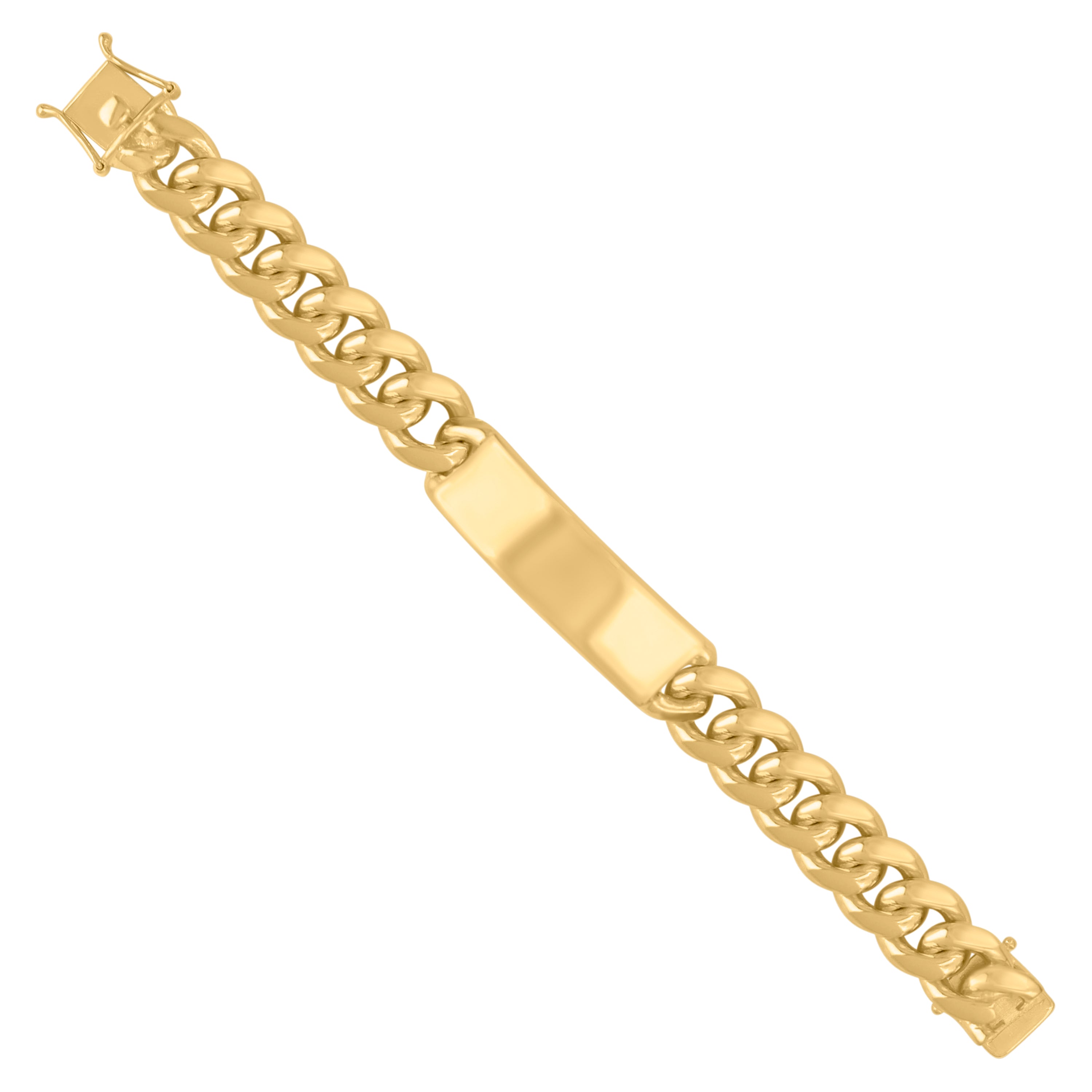 925 Sterling Silver Yellow-Tone Mens ID Bracelet