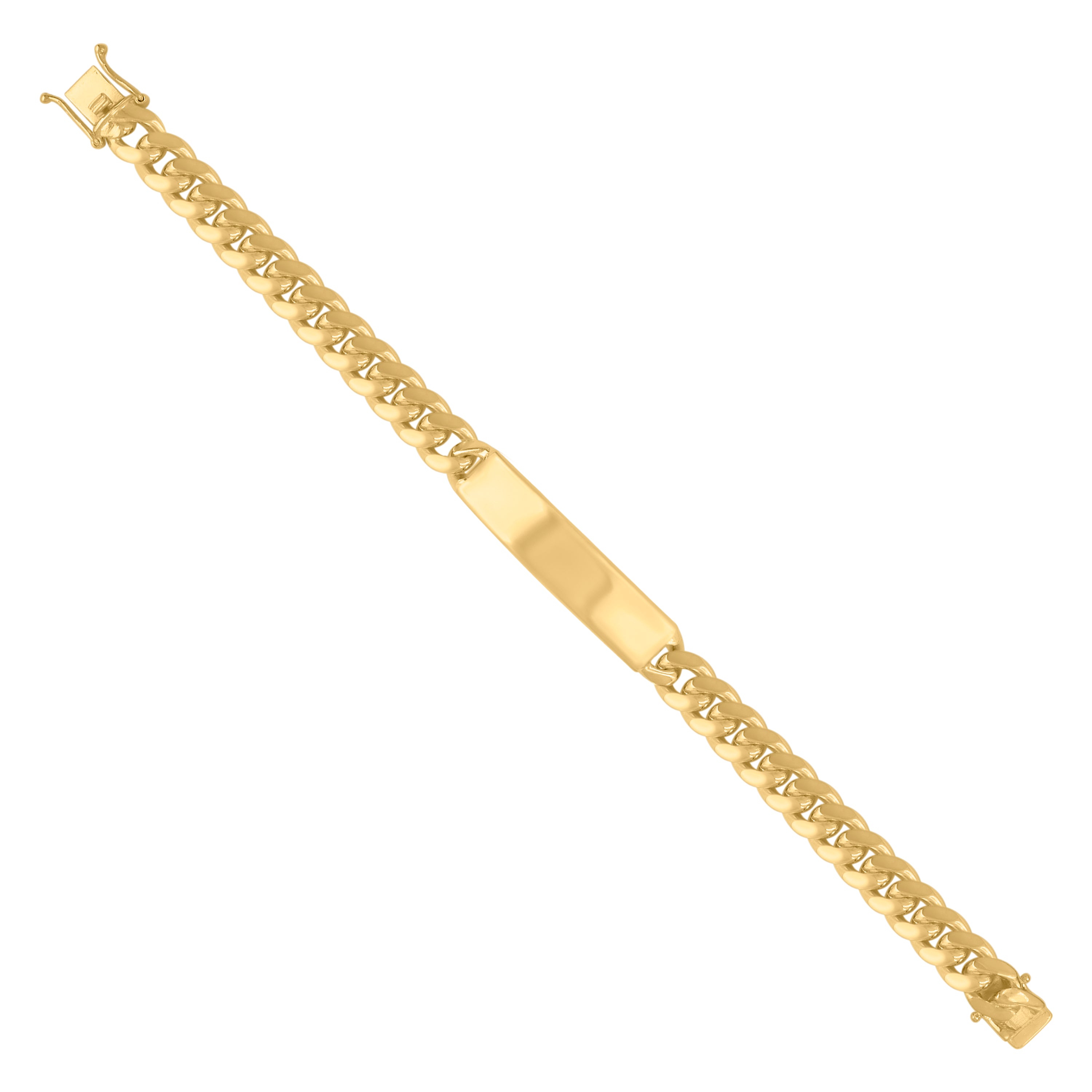 925 Sterling Silver Yellow-Tone Mens ID Bracelet