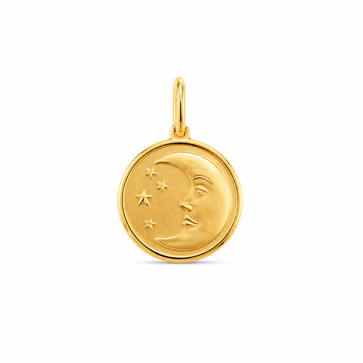 14KT Yellow Gold Moon Round Pendant [A2B1]