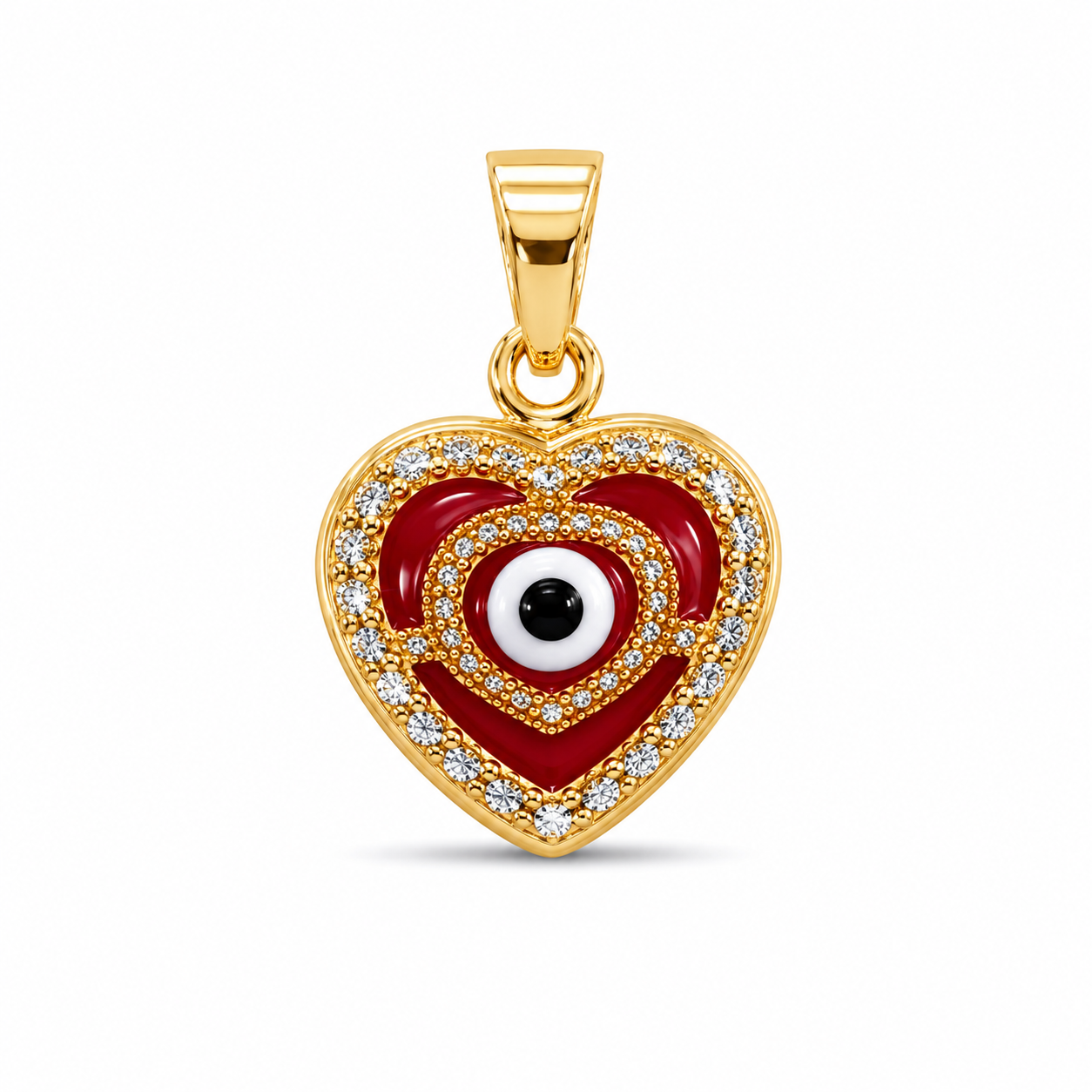 14KT Yellow Gold Red Evil Eye Pendant [A0B5]