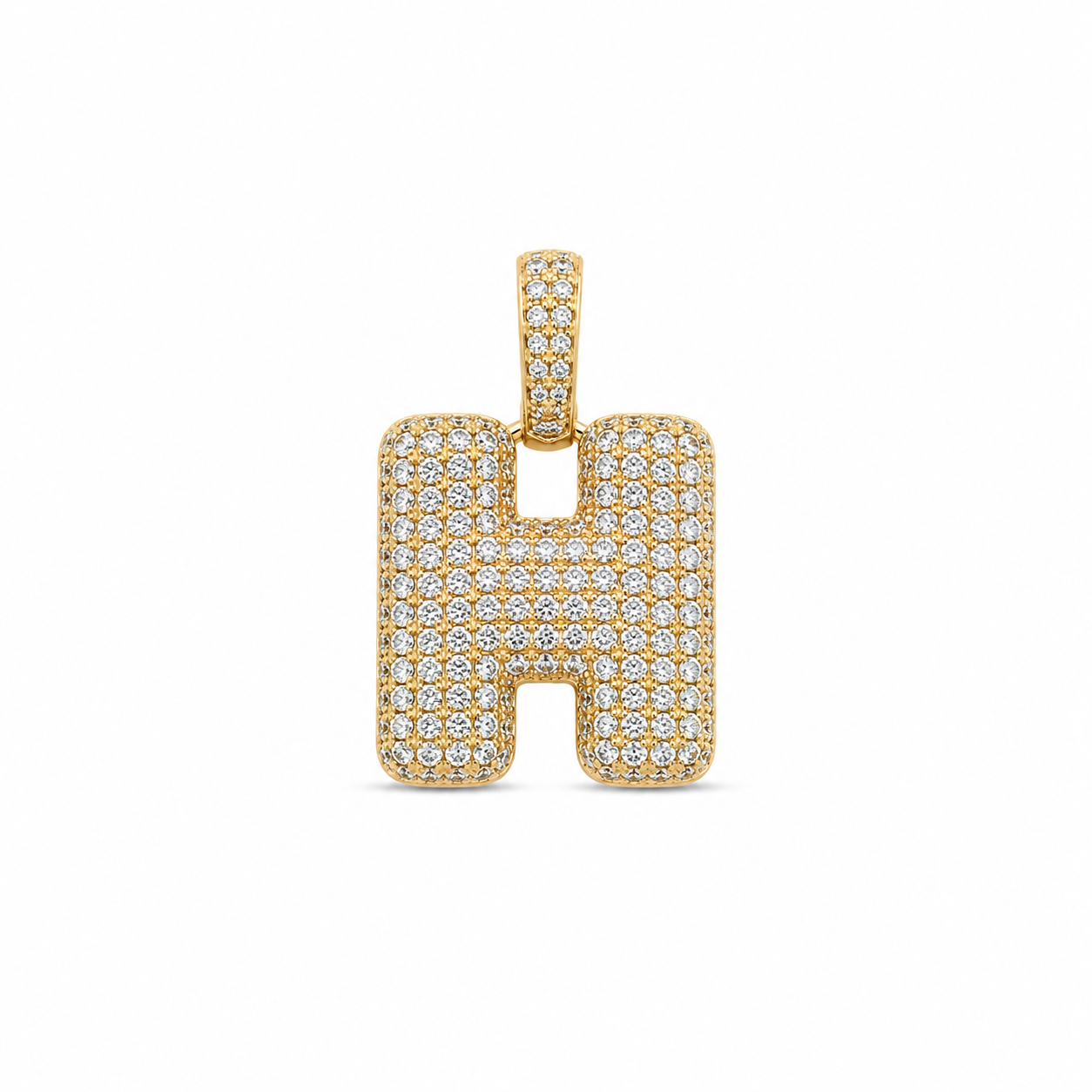 10KT Yellow Gold Bubble Cubic Zirconium Initial Pendant
