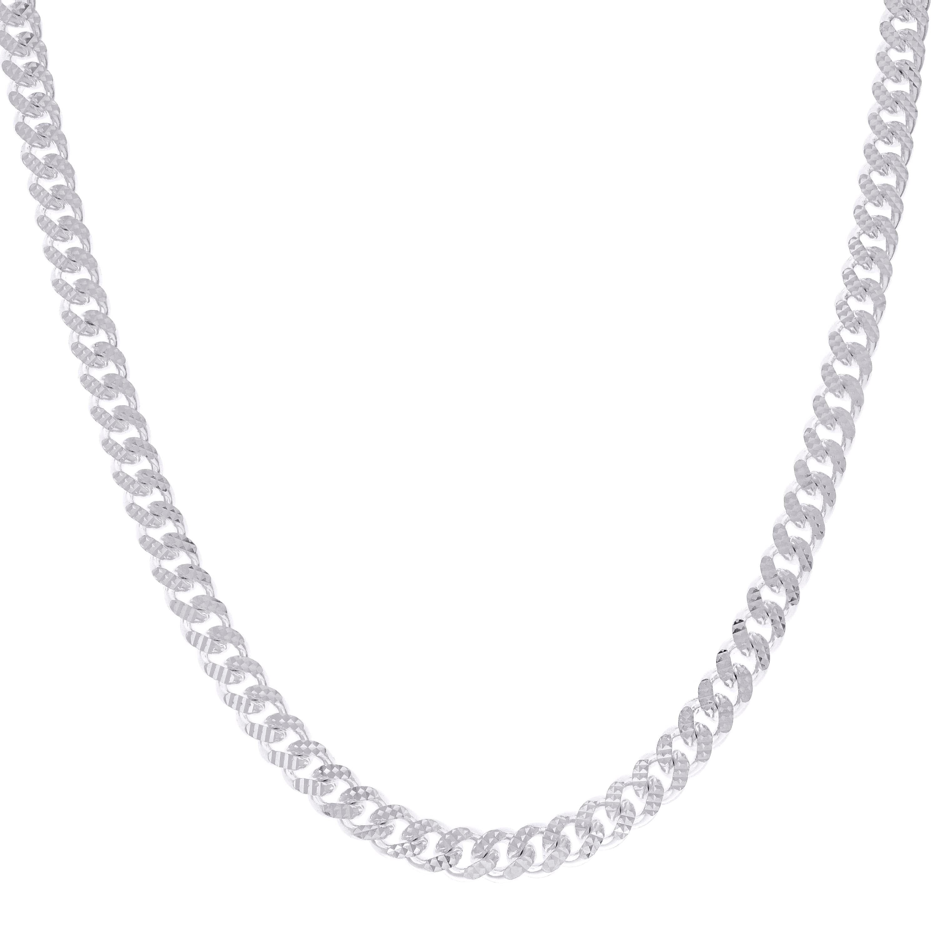 925 Sterling Silver Solid Miami Cuban Pyramid Chain Rhodium 150 4.9mm