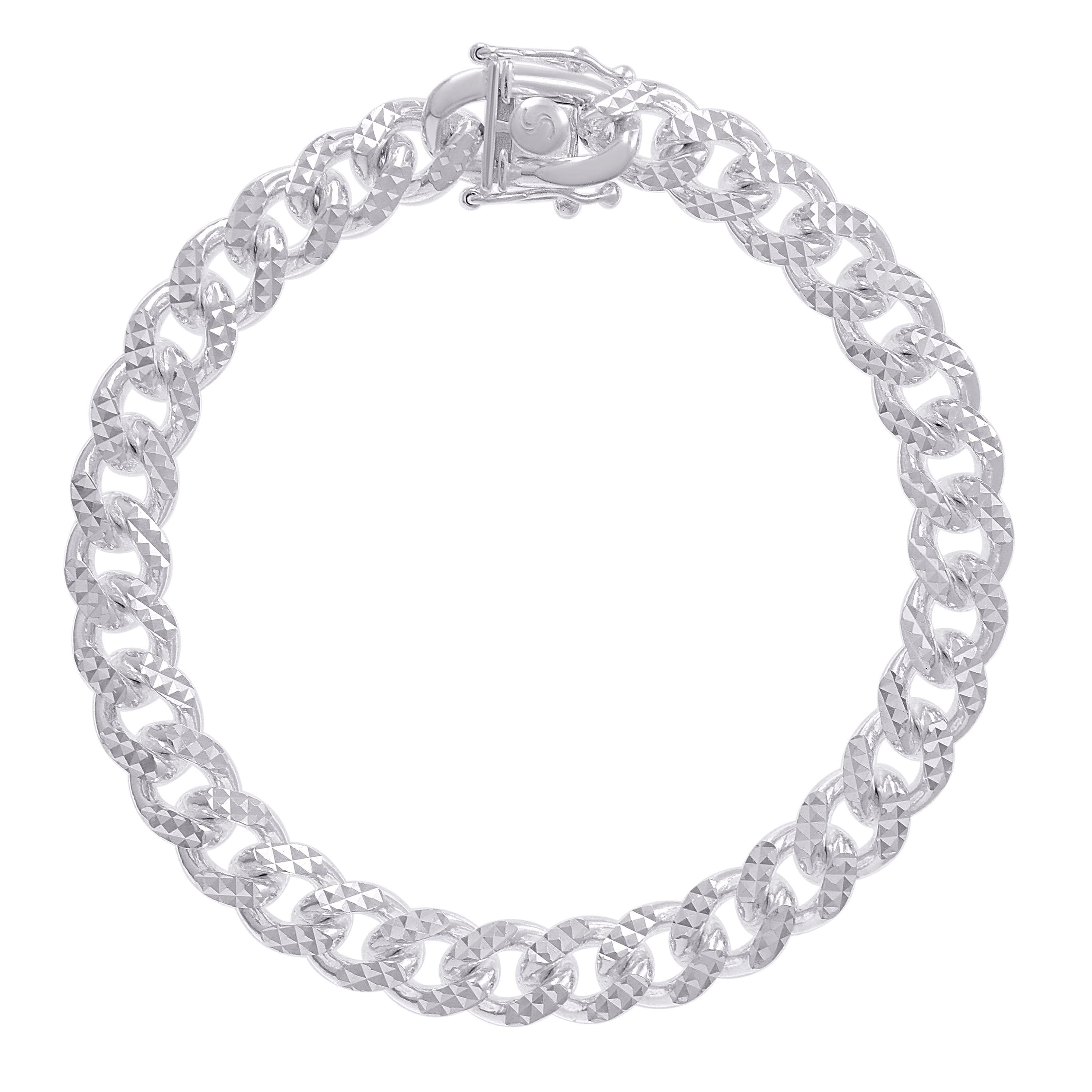 925 Sterling Silver Solid Miami Cuban Pyramid Chain Rhodium 150 4.9mm