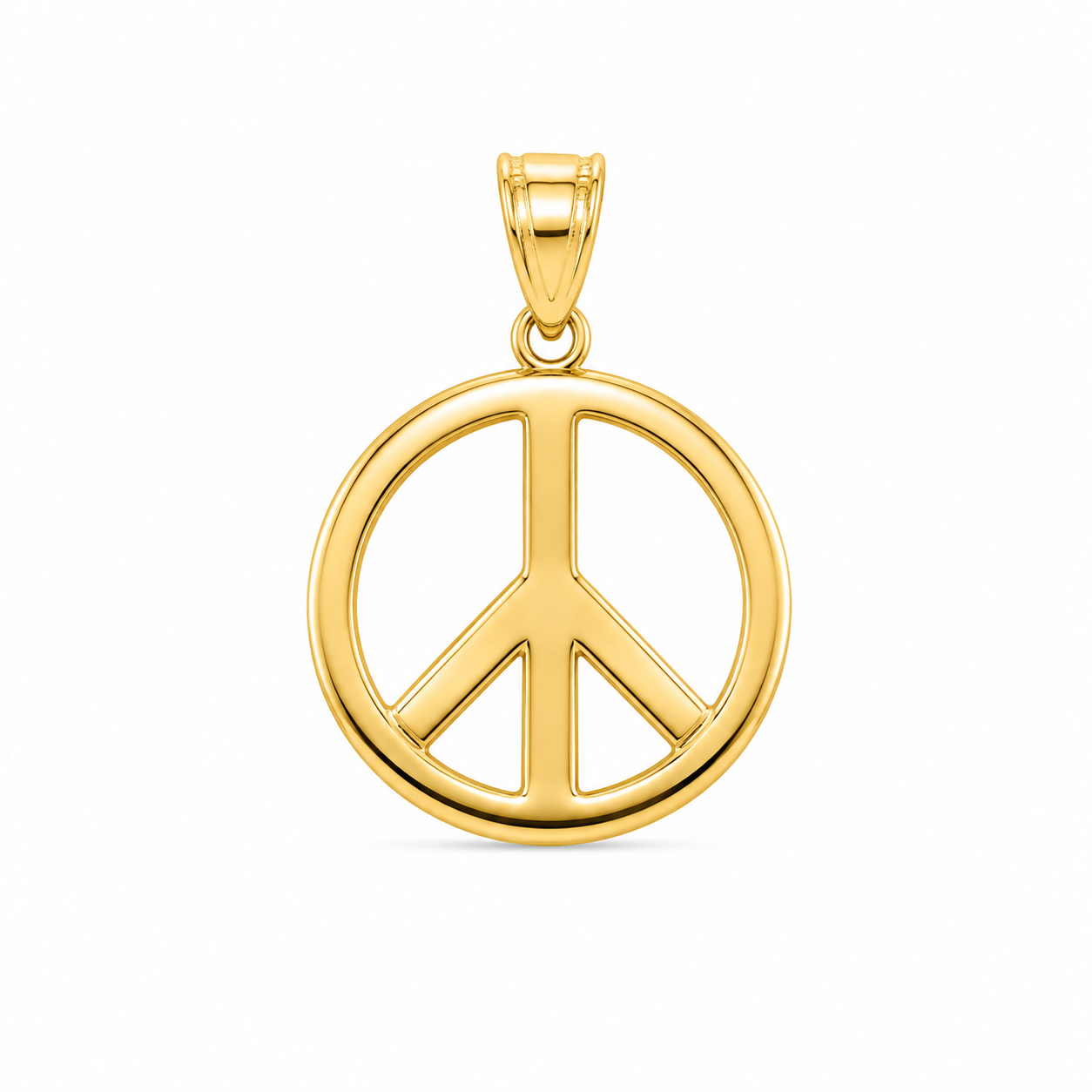 14KT Yellow Gold Plain Round Peace Pendant [A1B6]