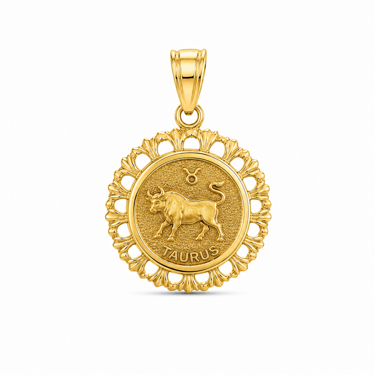 14KT Yellow Gold Taurus Round Pendant [A2B1]