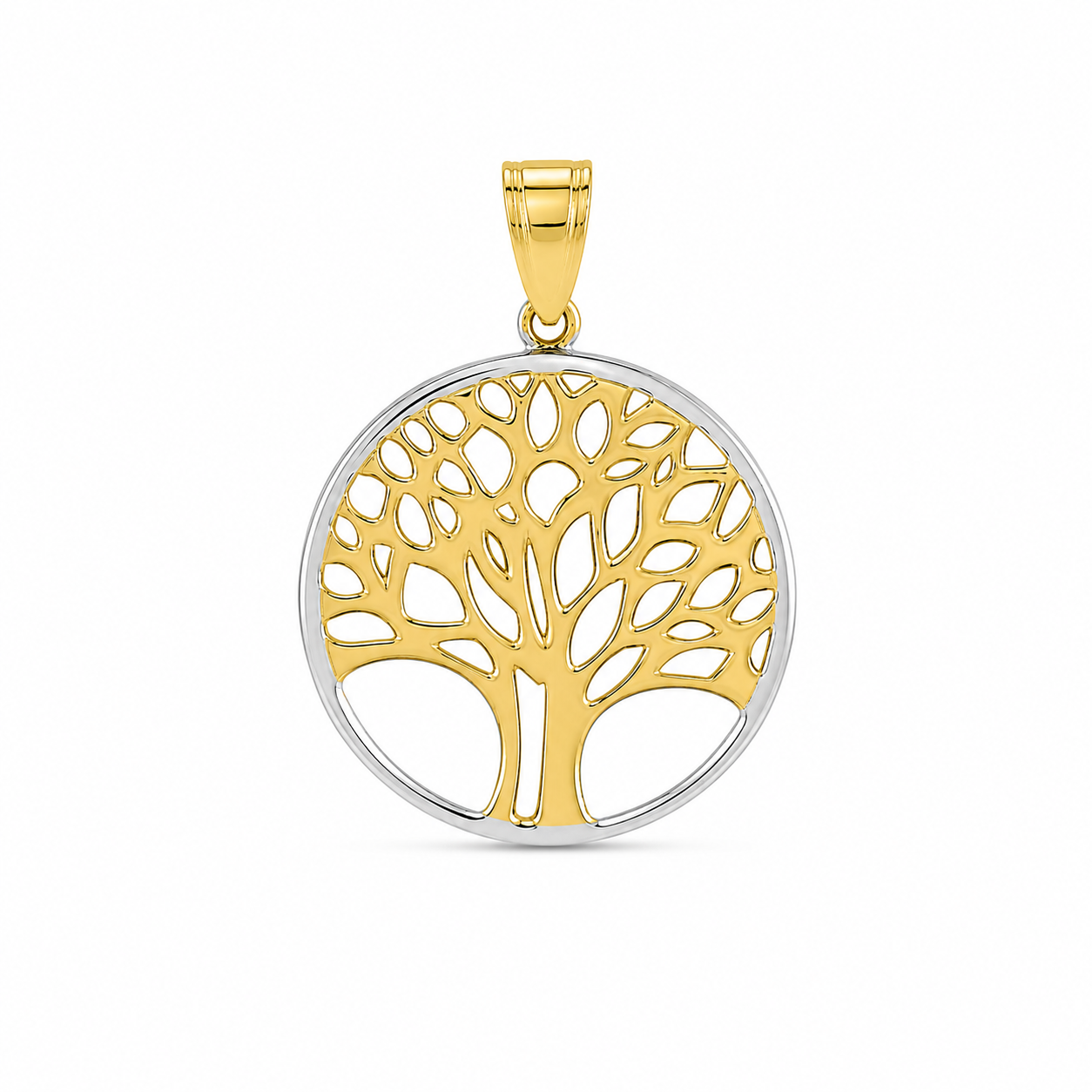 14KT Two-Tone Gold Tree Pendant [A1B7]