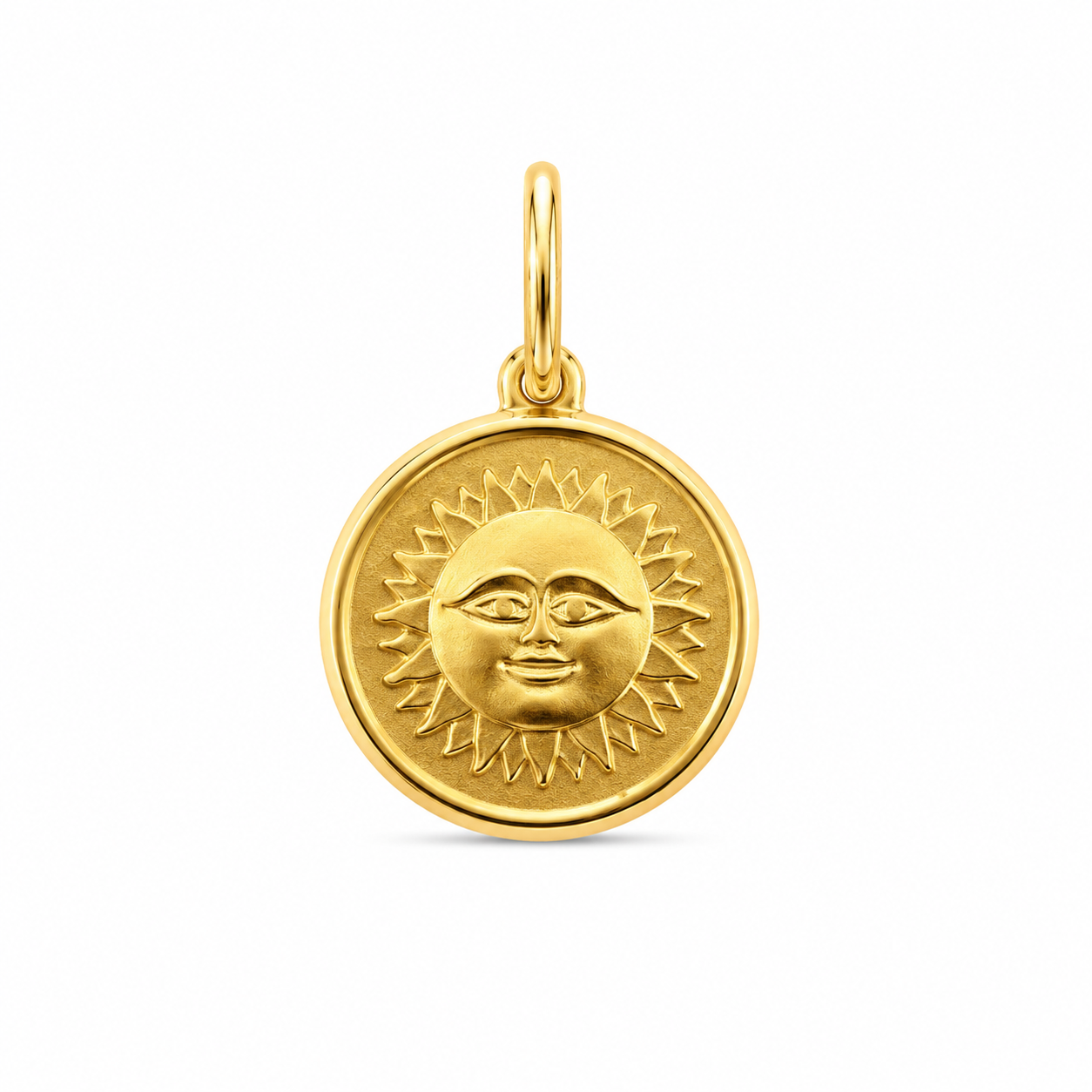 14KT Yellow Gold Sun Round Pendant [A1B3]