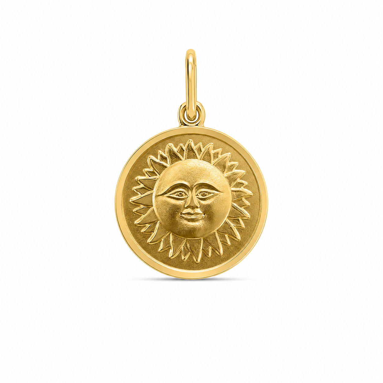 14KT Yellow Gold Sun Round Pendant [A3B0]