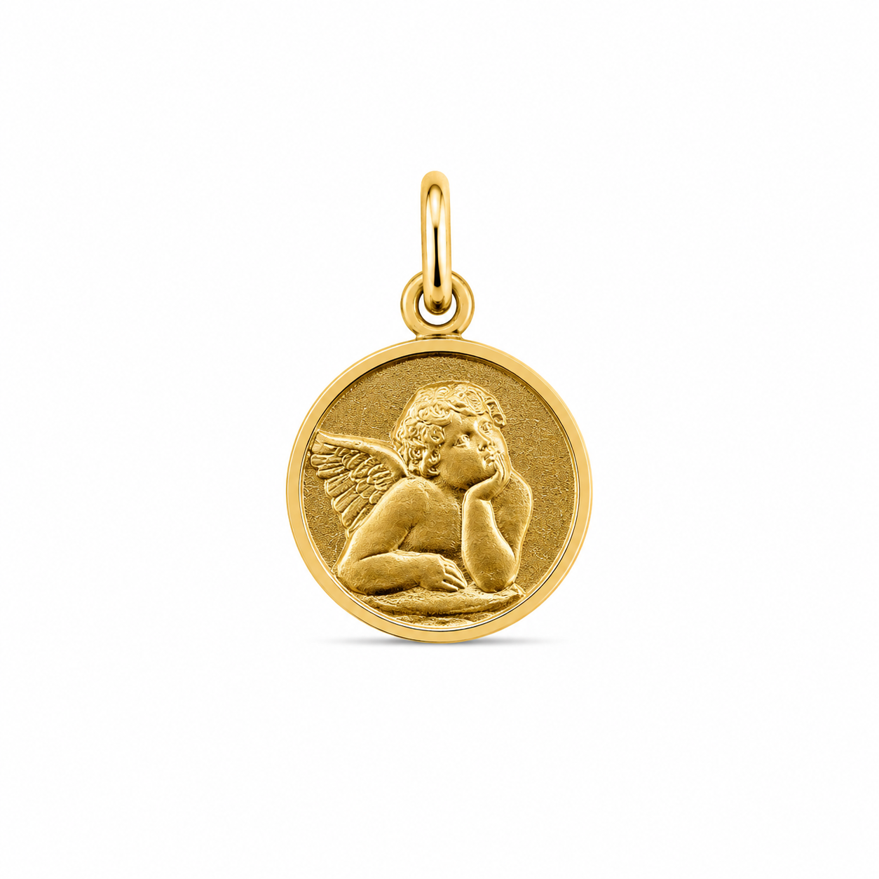 14KT Yellow Gold Angel Round Pendant [A0B9]