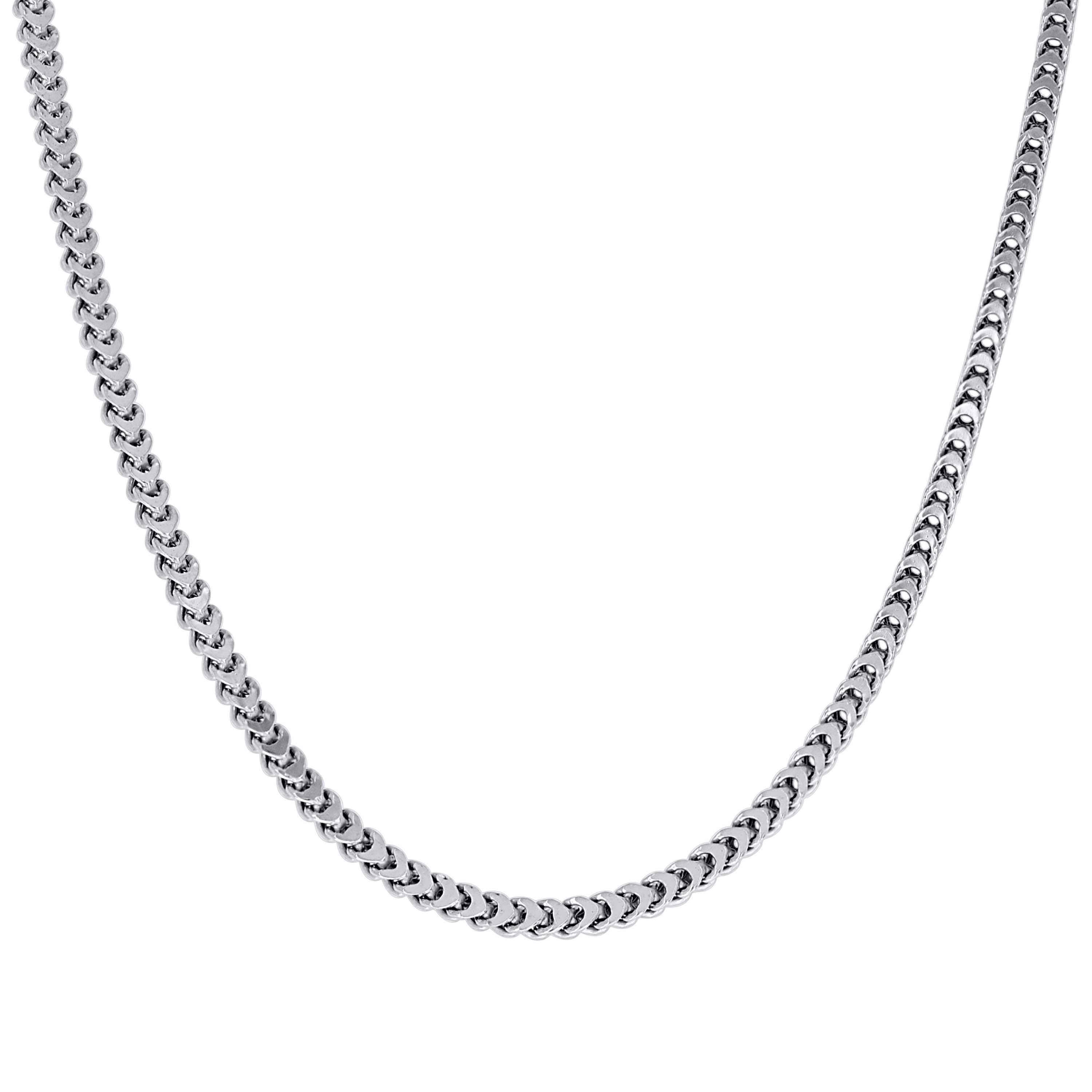 925 Sterling Silver Hollow Franco Chain Rhodium 070 2.5mm
