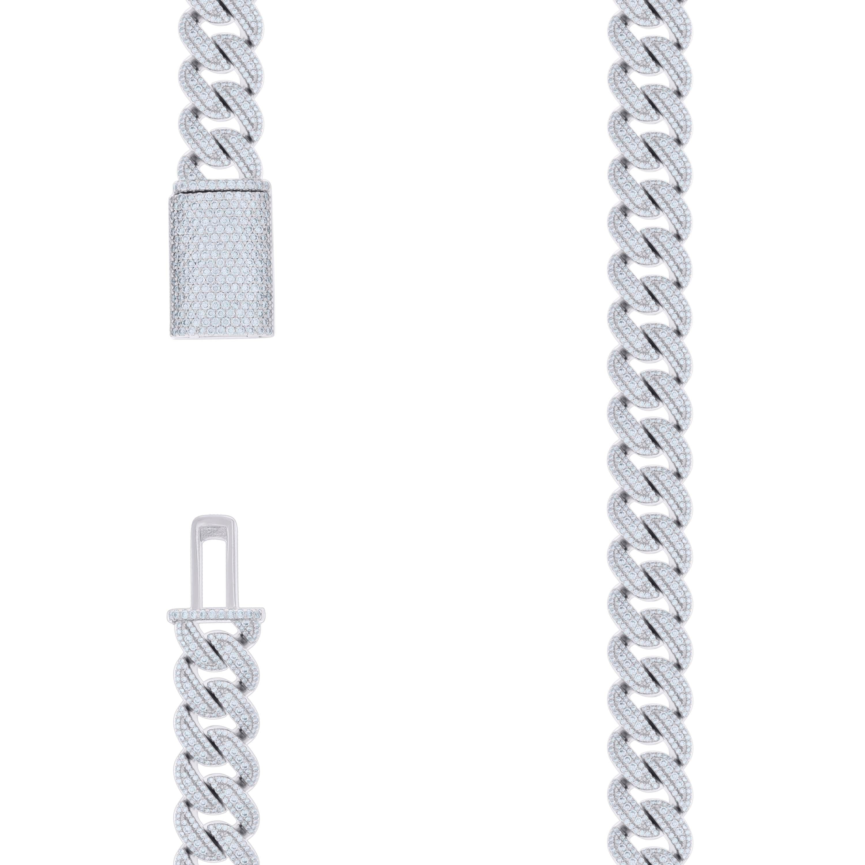 925 Sterling Silver 17.44Ctw Moissanite Chain 10mm