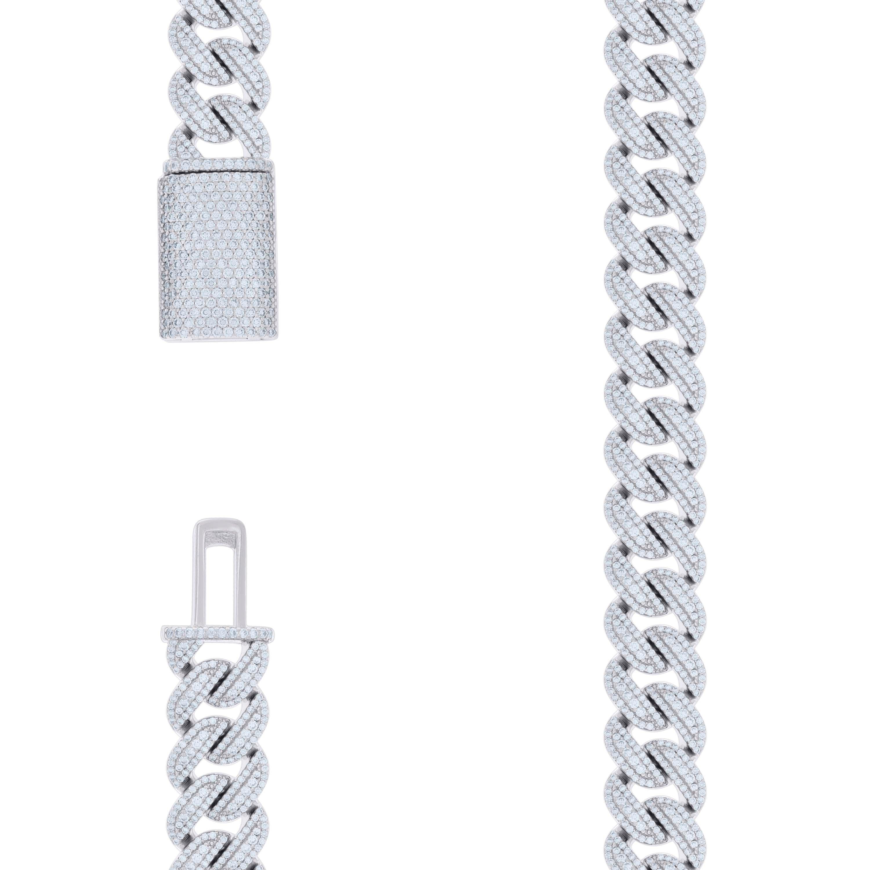 925 Sterling Silver 17.44Ctw Moissanite Chain 10mm