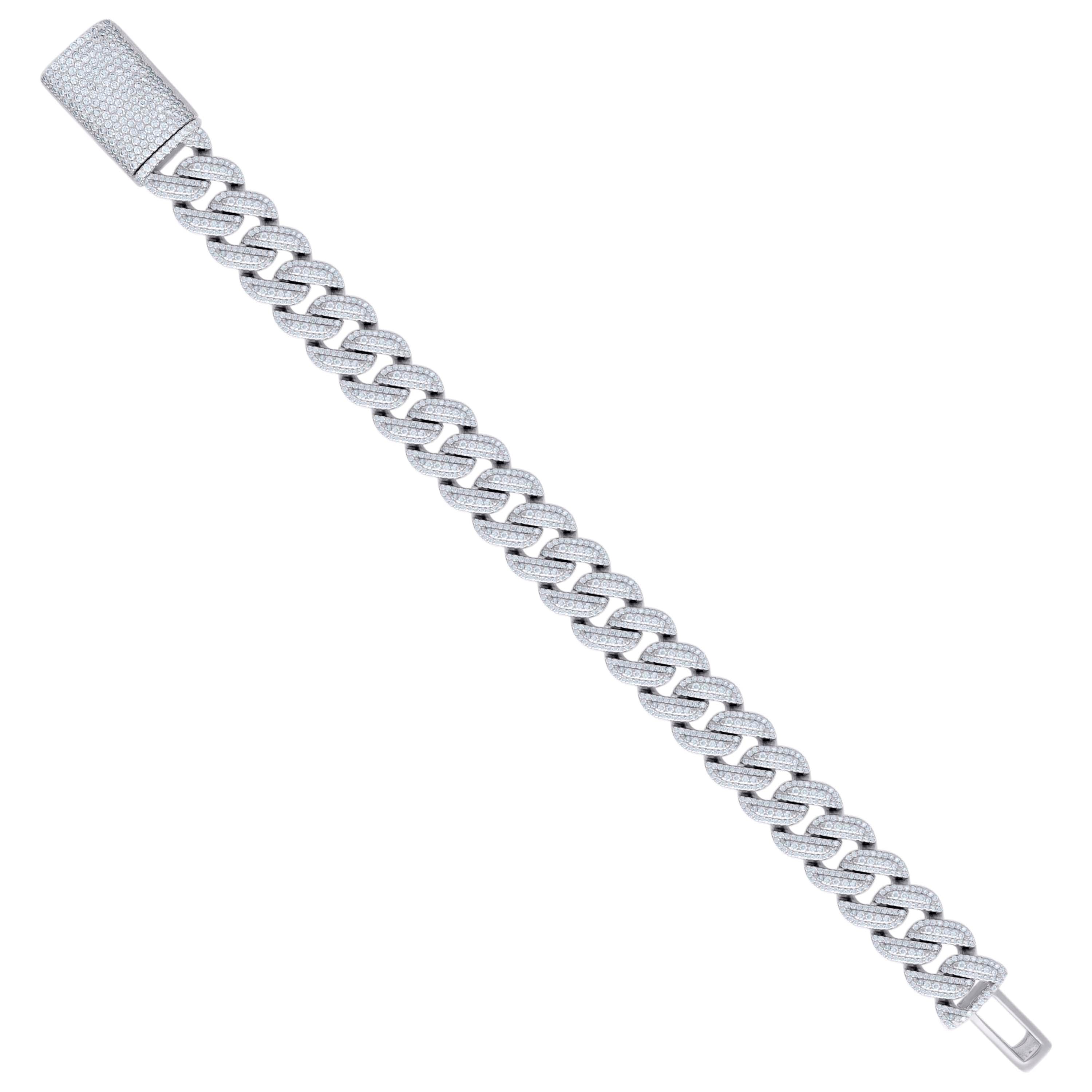 925 Sterling Silver 10.10Ctw Moissanite Chain 12mm