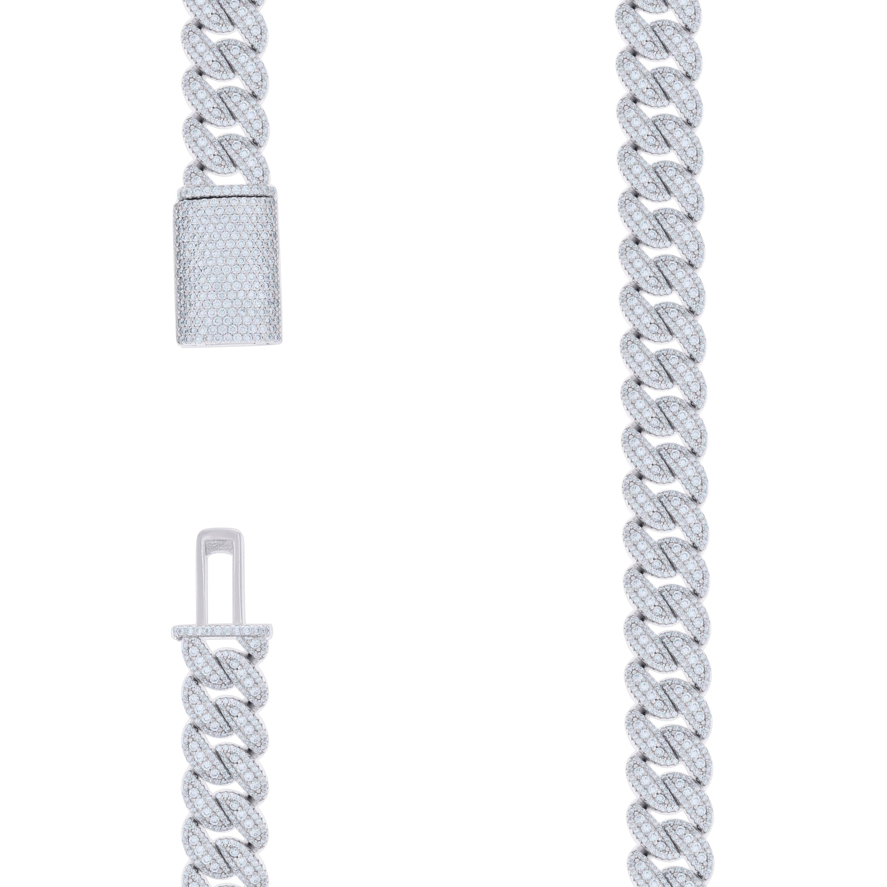 925 Sterling Silver 17.44Ctw Moissanite Chain 10mm
