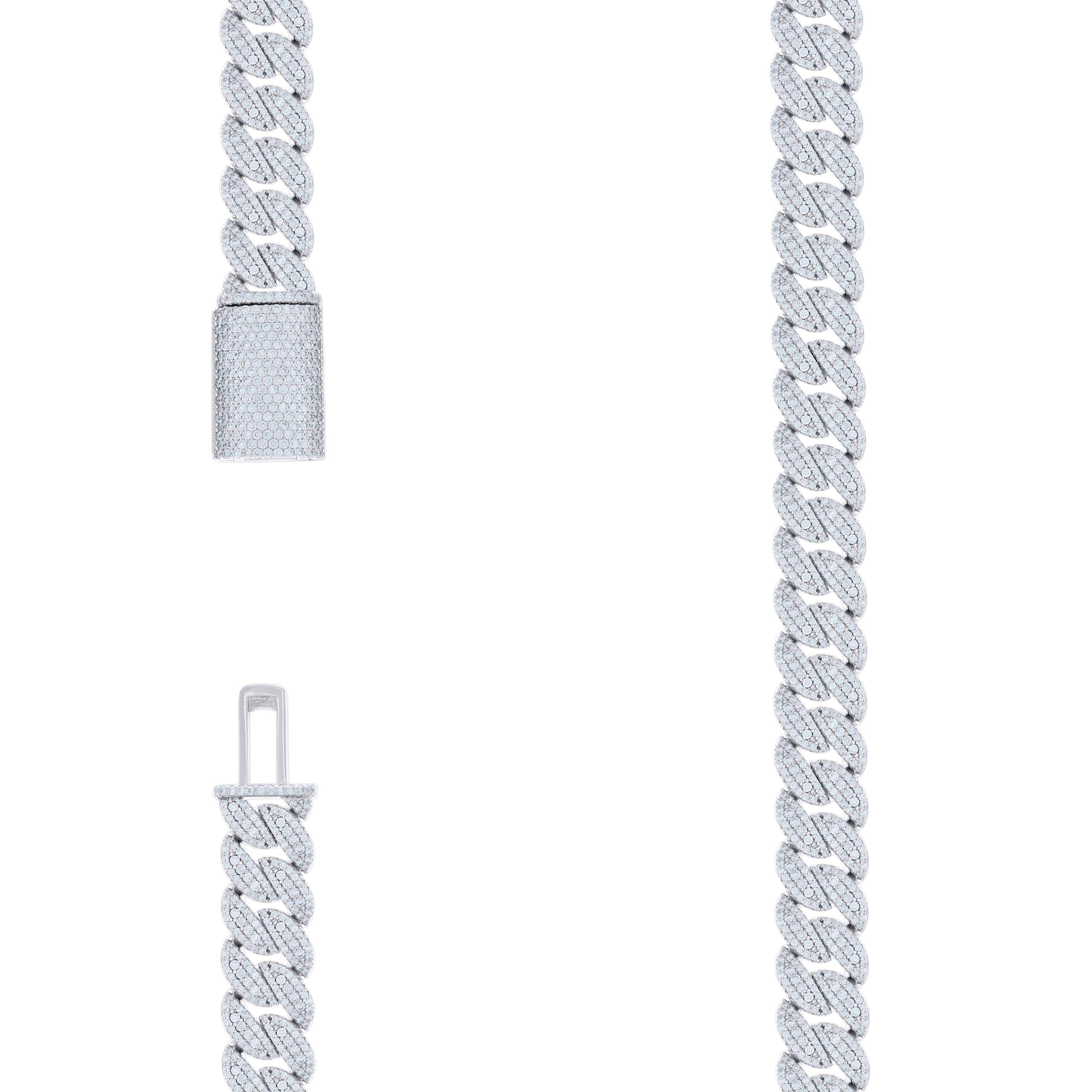 925 Sterling Silver 17.44Ctw Moissanite Chain 10mm