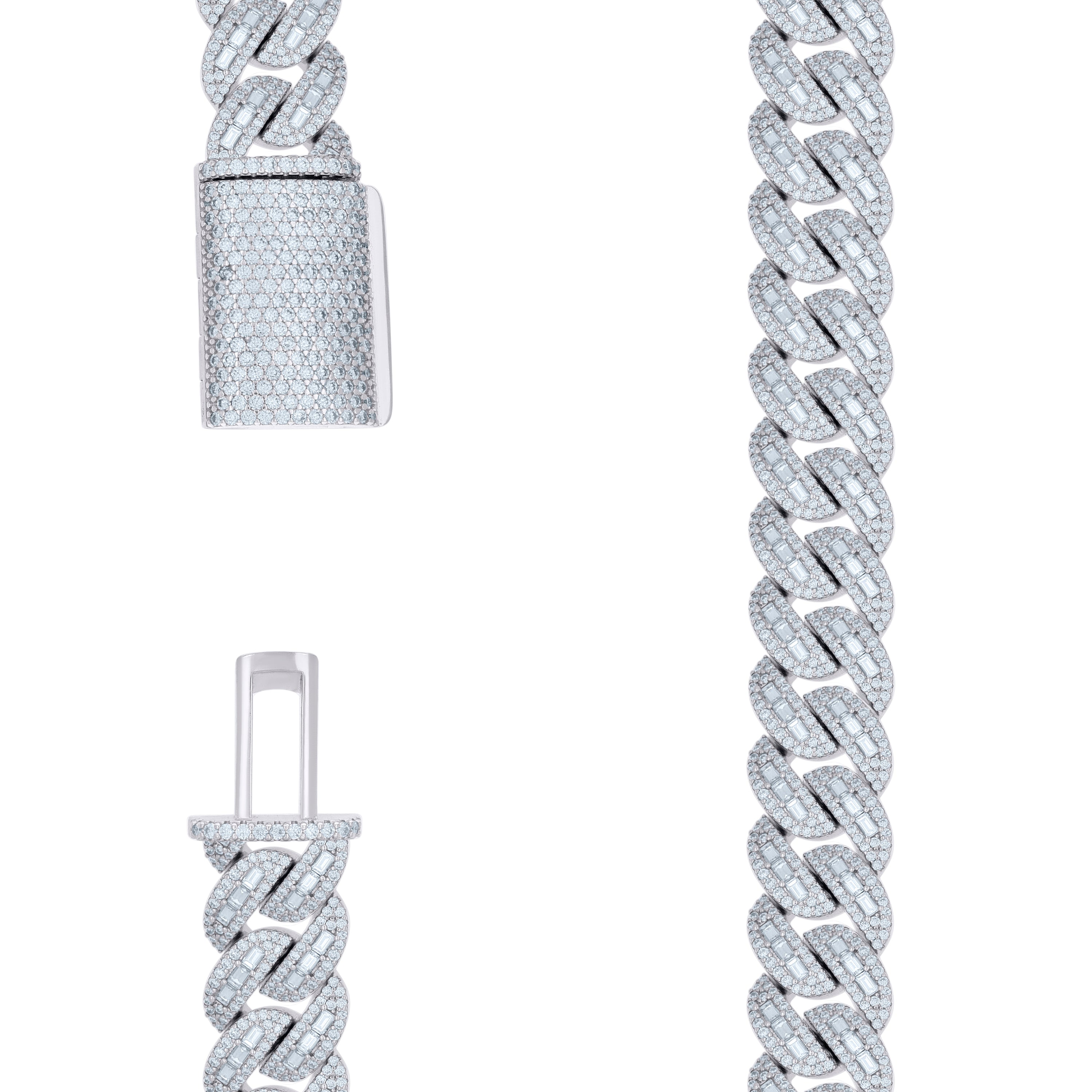 925 Sterling Silver 17.44Ctw Moissanite Chain 10mm