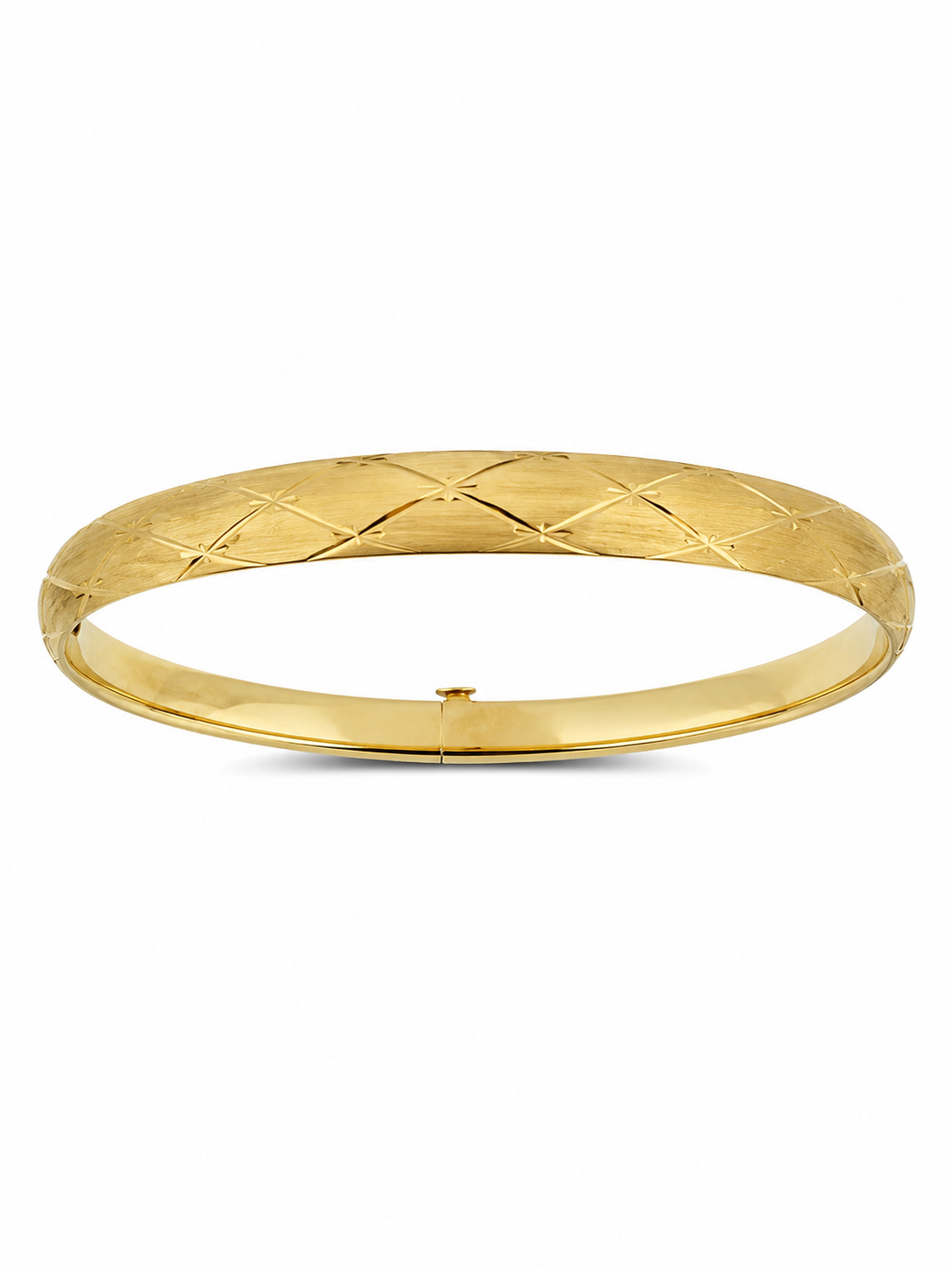 14KT Yellow Gold Diamond Cut Criss Cut 6 mm Bangle Bracelet