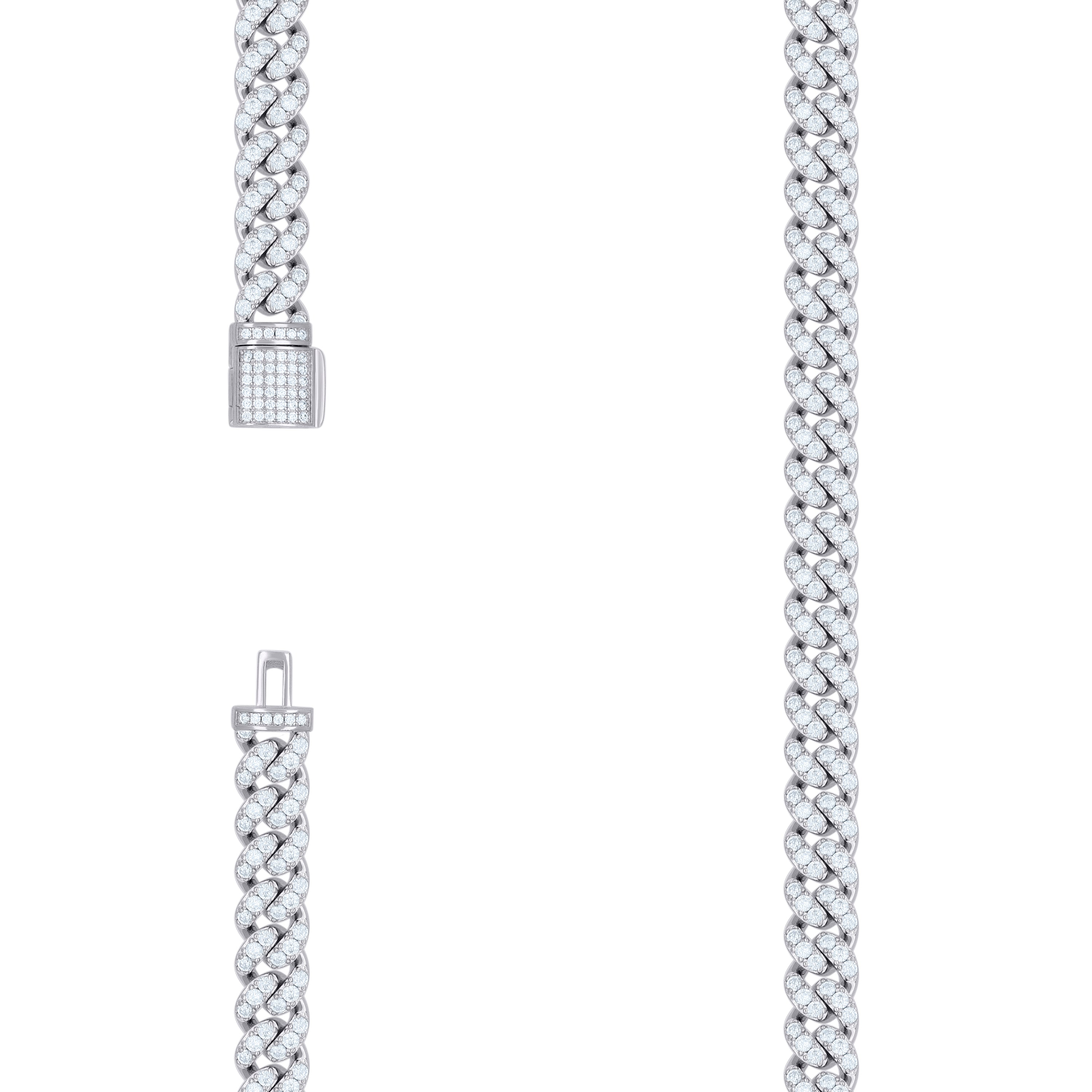 925 Sterling Silver Cubic-Zirconia Cuban Chain Necklace 18mm