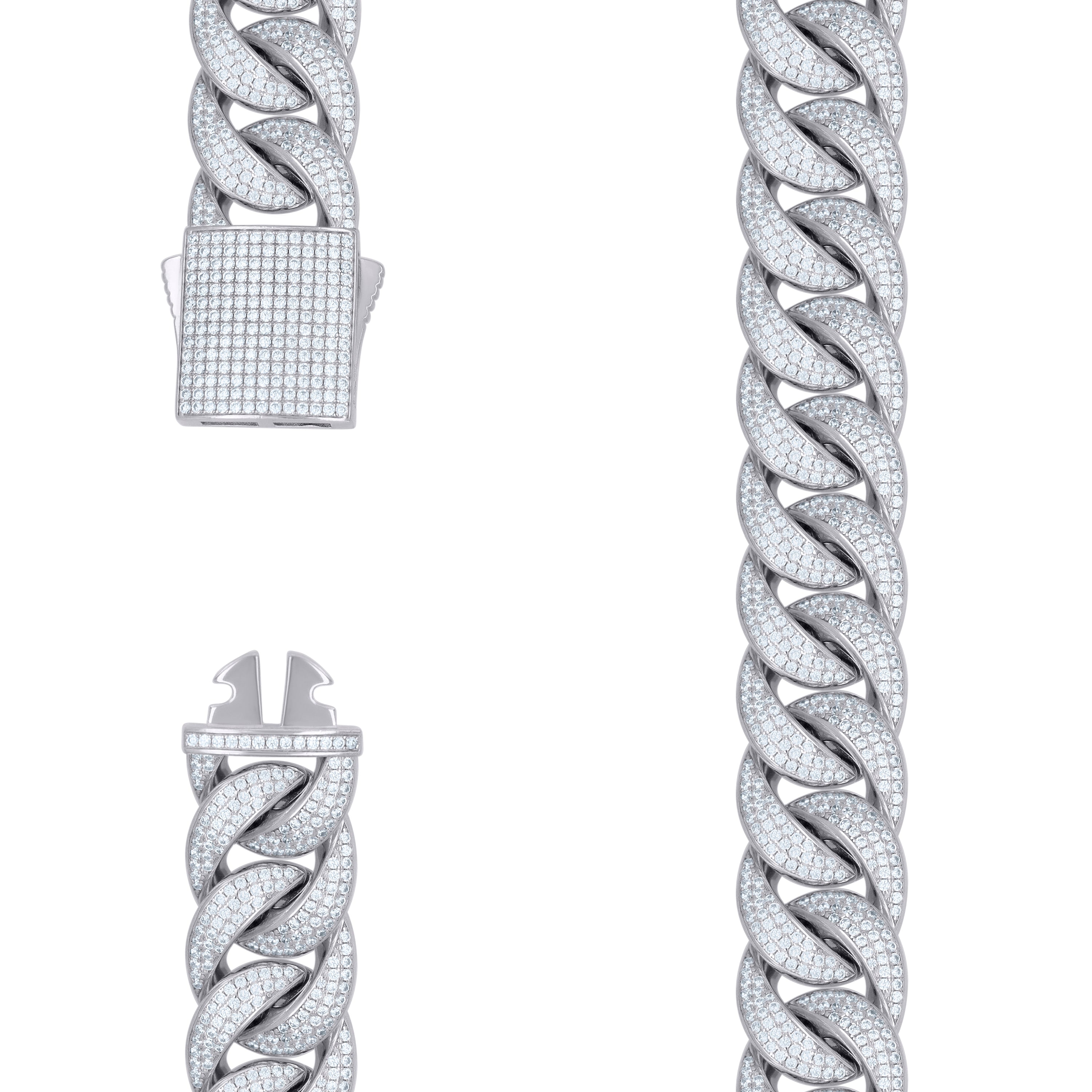 925 Sterling Silver Cubic-Zirconia Cuban Chain Necklace 18mm