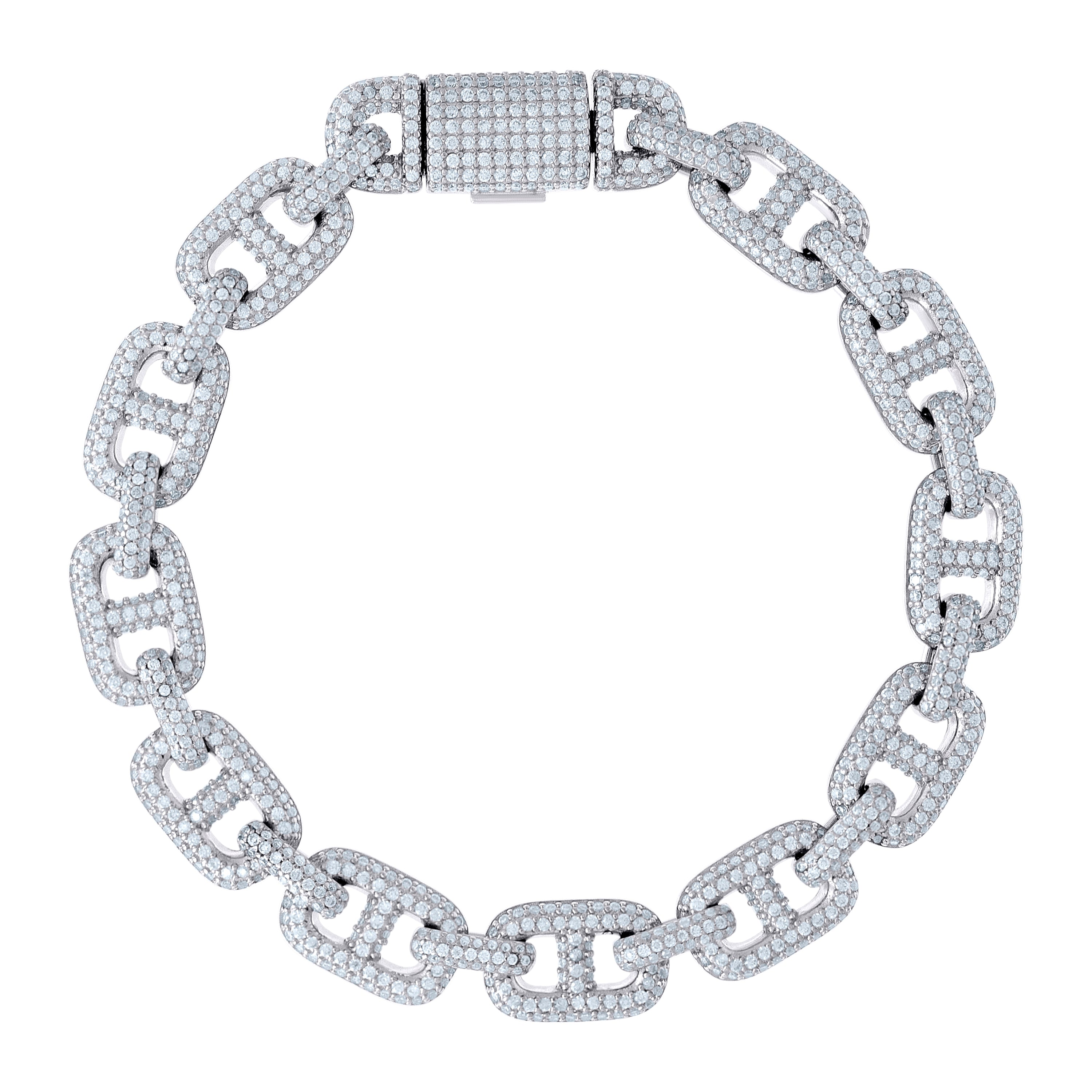 925 Sterling Silver Moissanite Fancy Chain 10mm