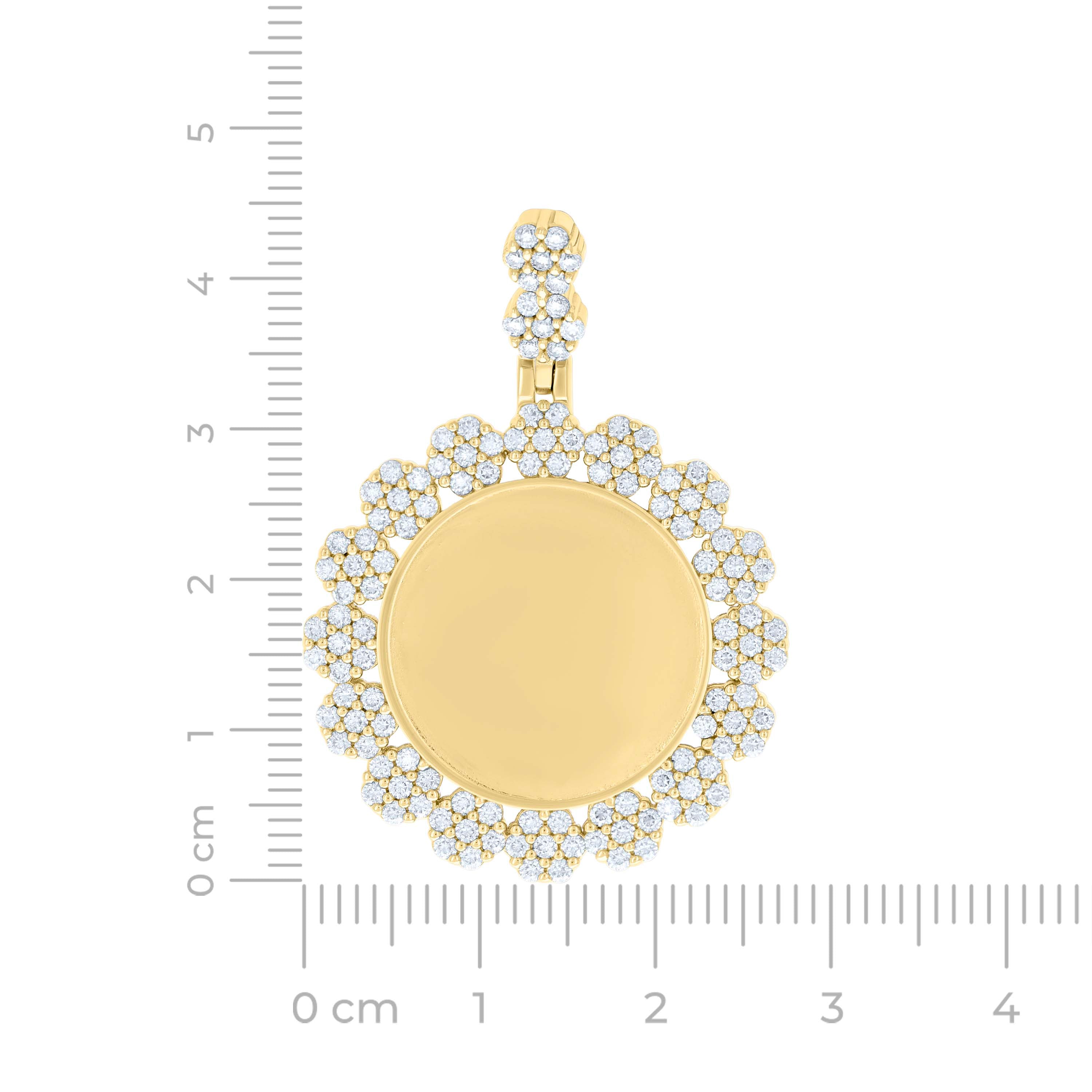925 Sterling Silver Yellow-tone Unisex Cubic-Zirconia Memory Circle Photo Frame Charm Pendant